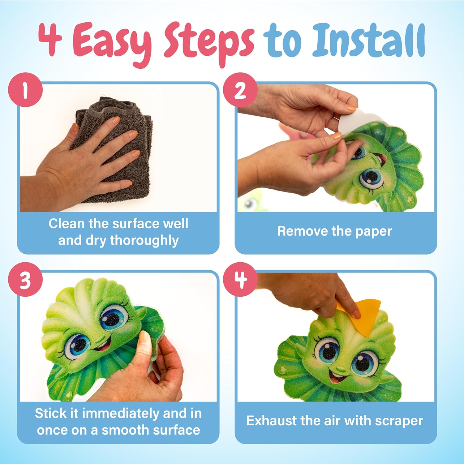 Adventure with TEKWAVE Non-Slip Bath Stickers for Toddlers Pack of 10