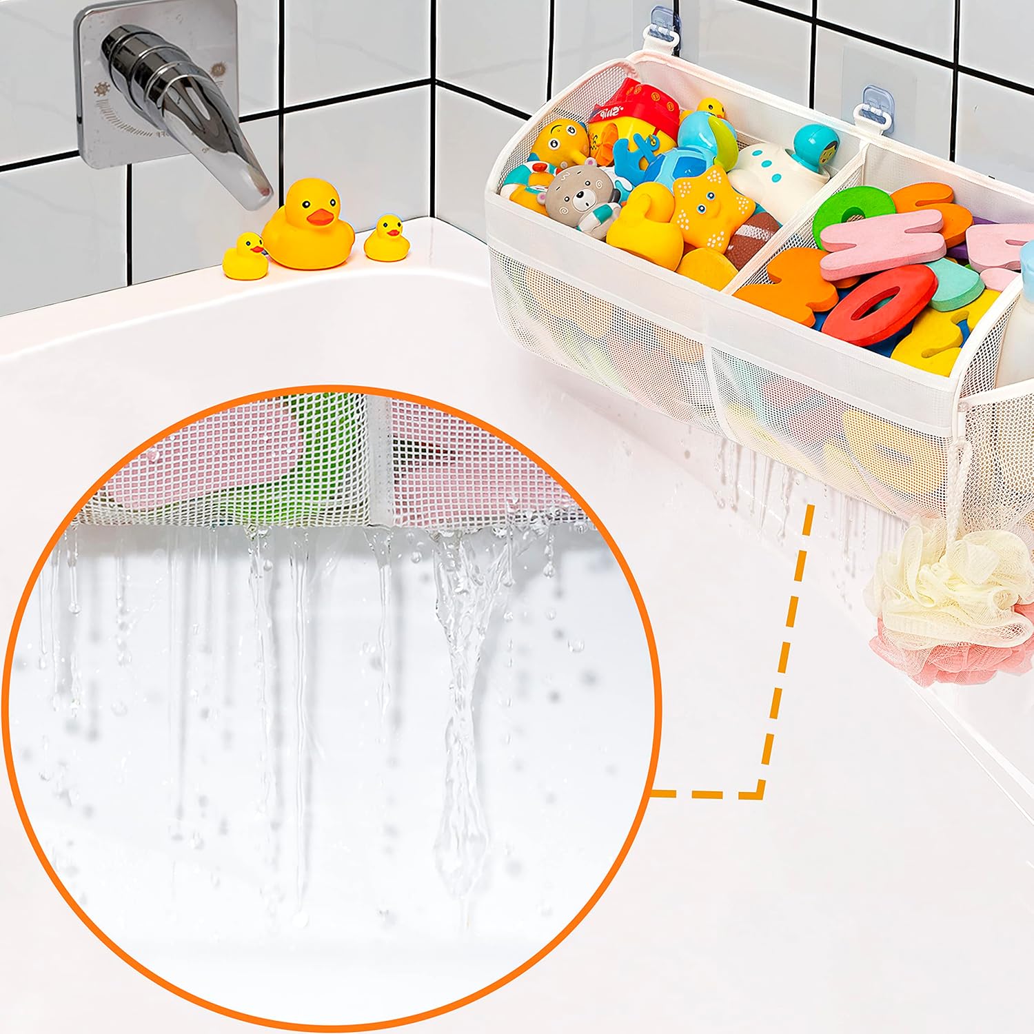 Austion Two Compartment Mesh Bath Toy Organizer