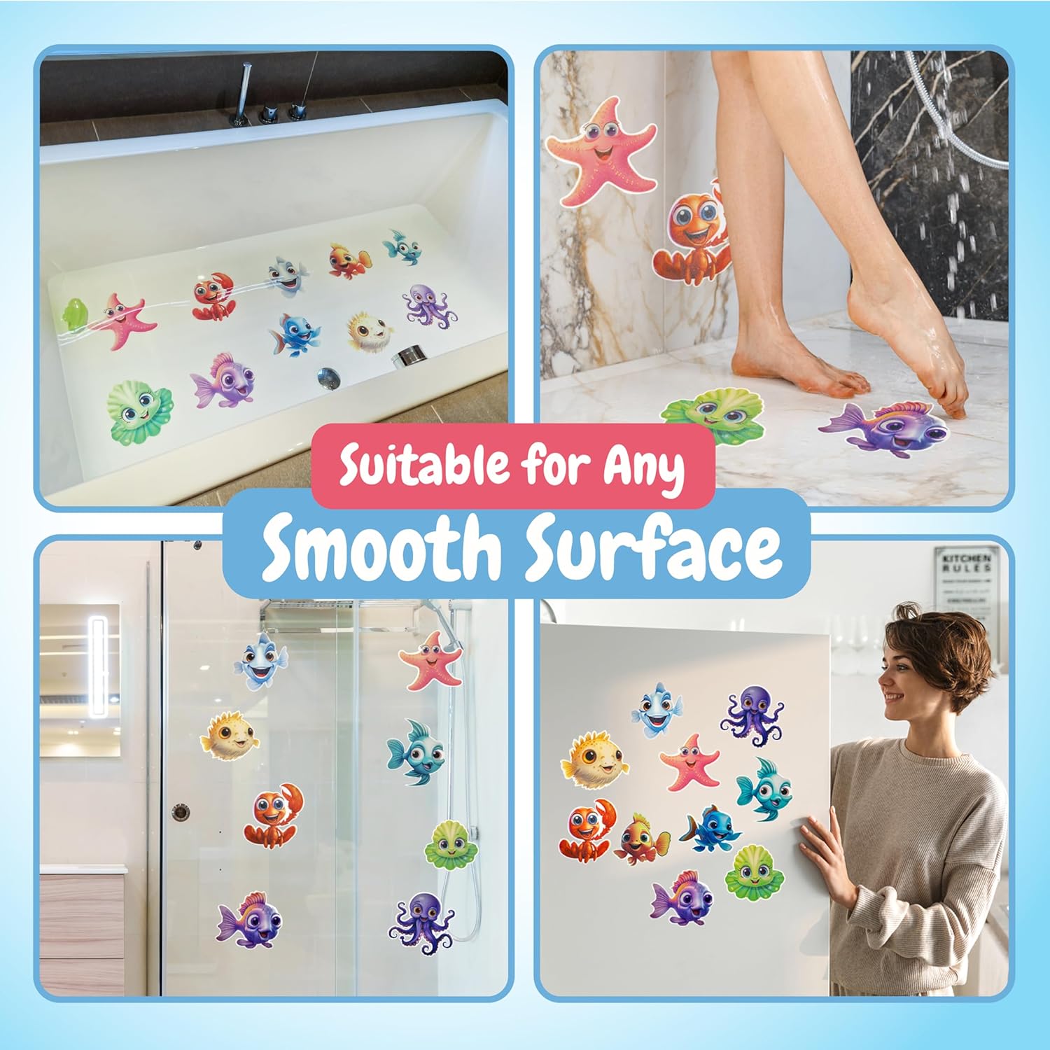 Adventure with TEKWAVE Non-Slip Bath Stickers for Toddlers Pack of 10