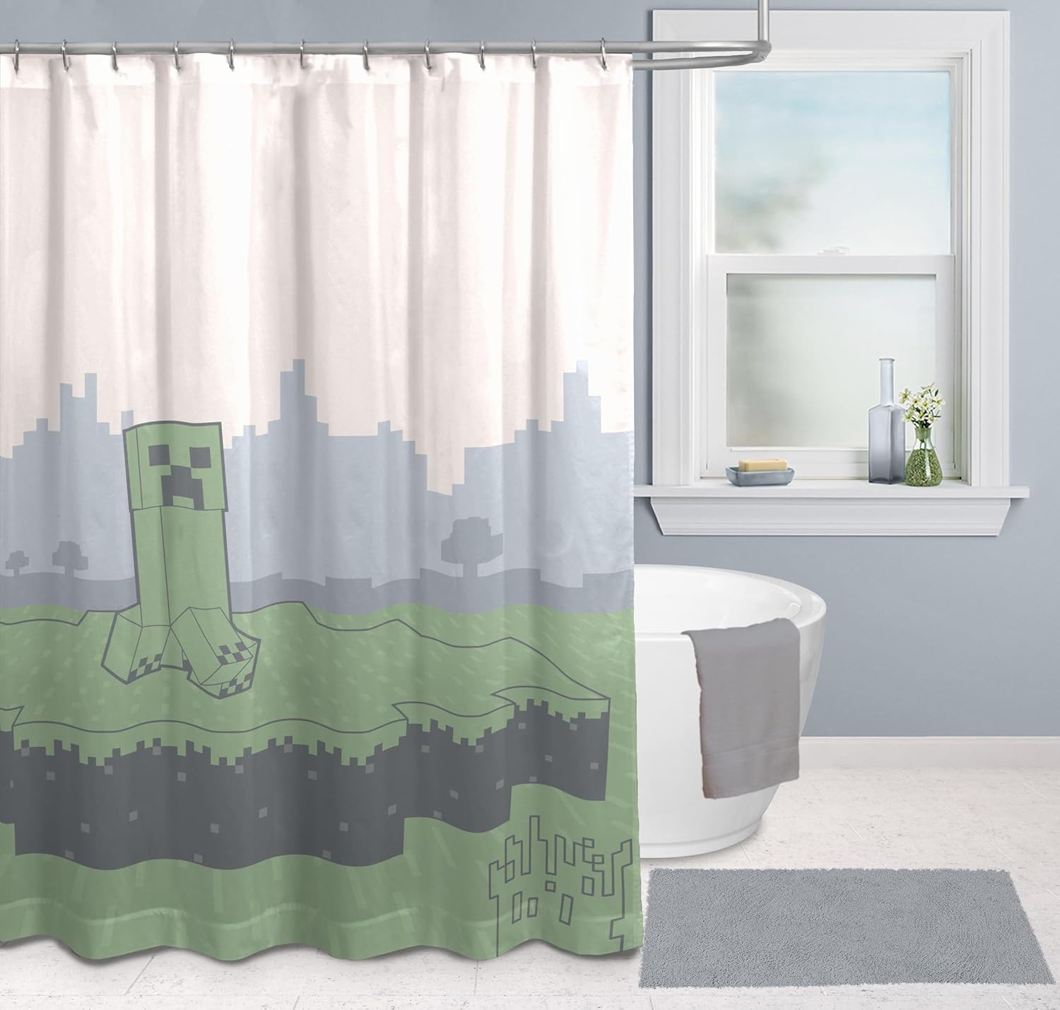 Jay Franco Minecraft Creeper Shower Curtain - 70x72 Inch