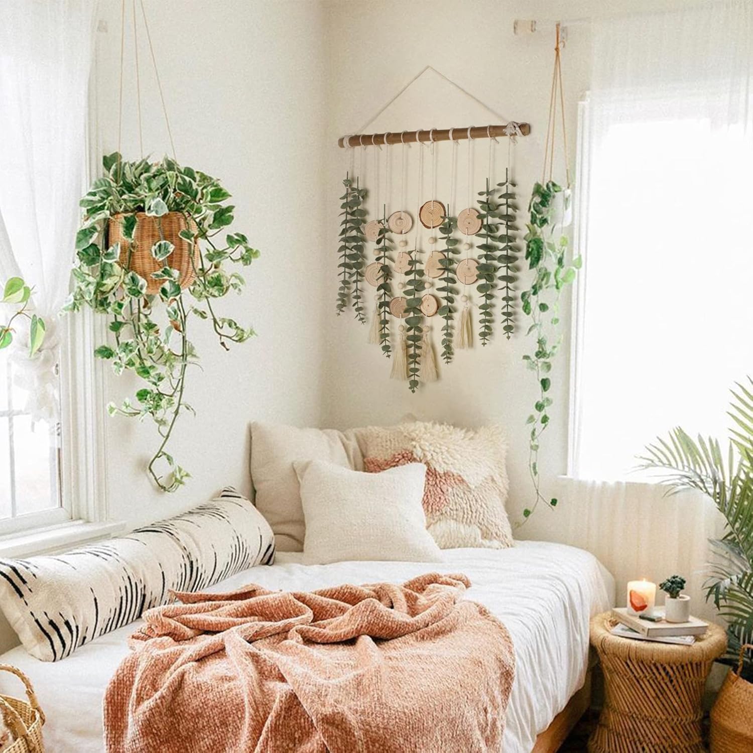 Giauma Artificial Eucalyptus Wall Decor Boho Rustic Design