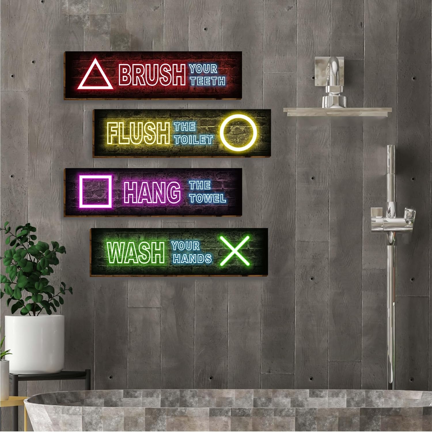 Playful Game Signs for Boys Bathroom