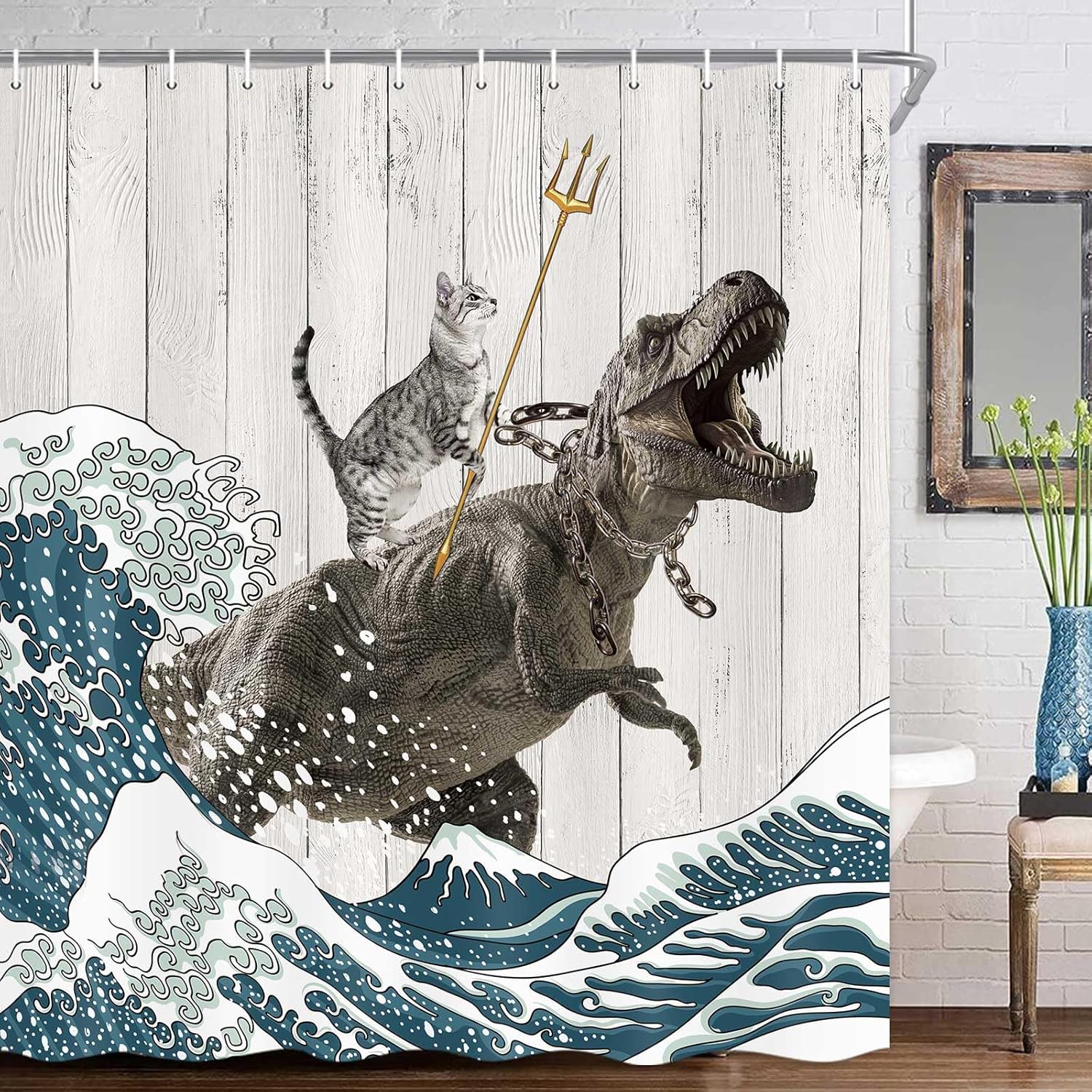 Boziqr Playful Cat Shower Curtain
