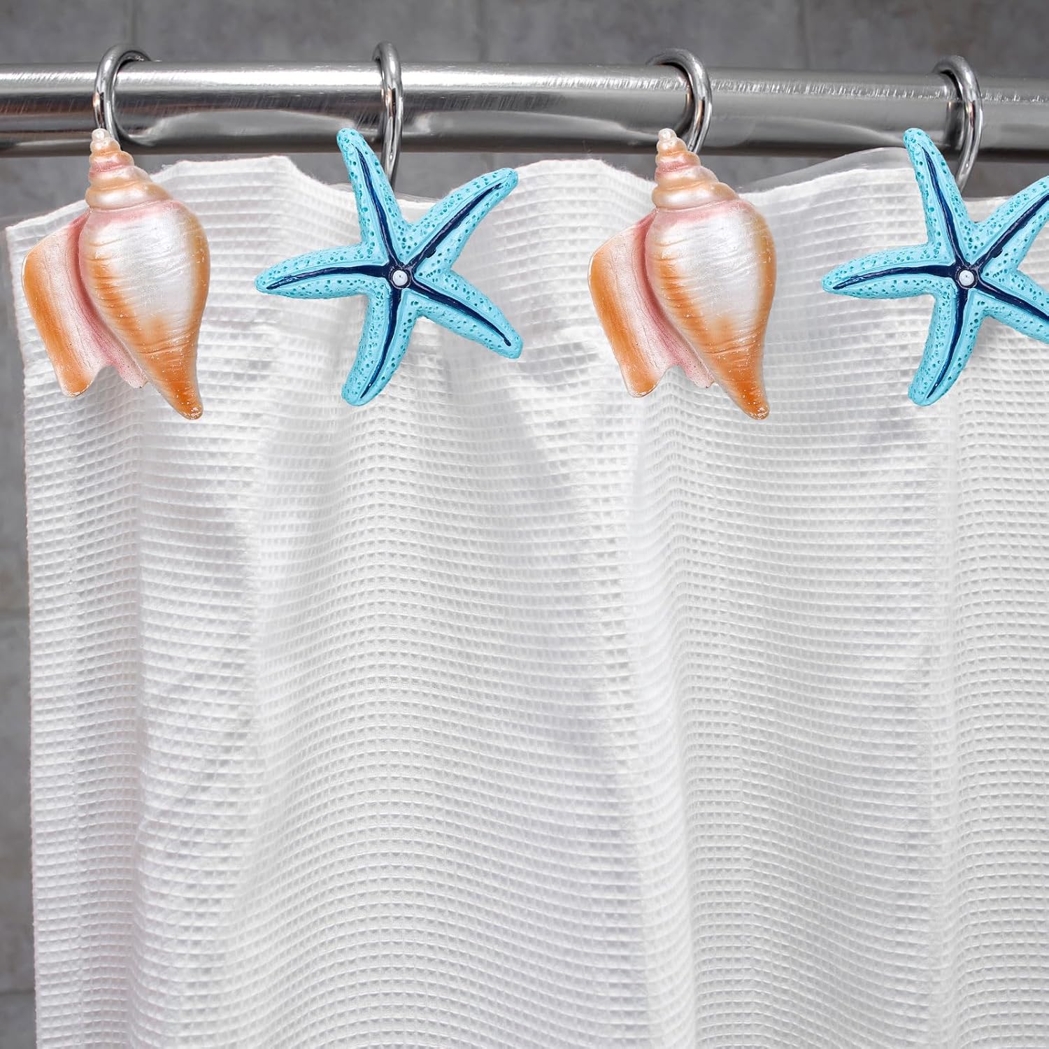 Whaline Decorative Summer Shower Curtain Hook Set