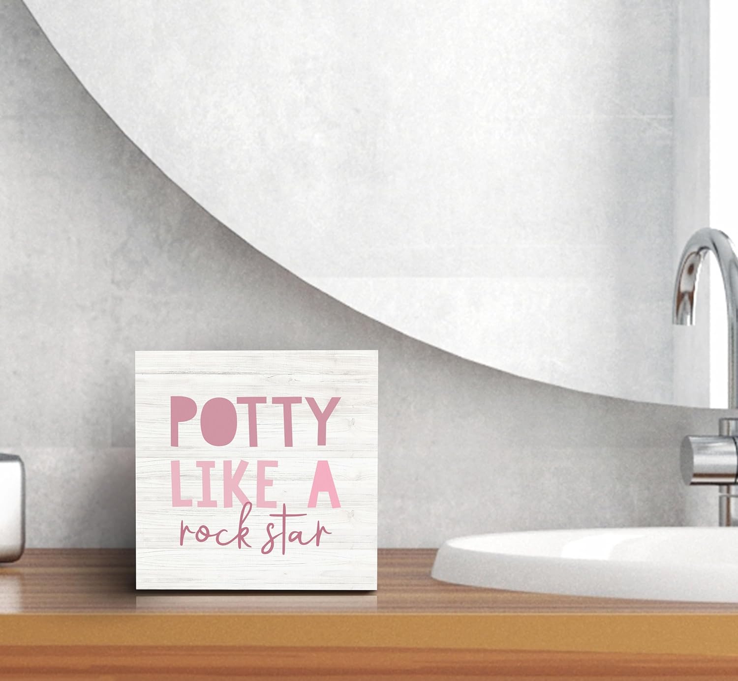 Happy Kids Bathroom Quote Wood Rock Star Box