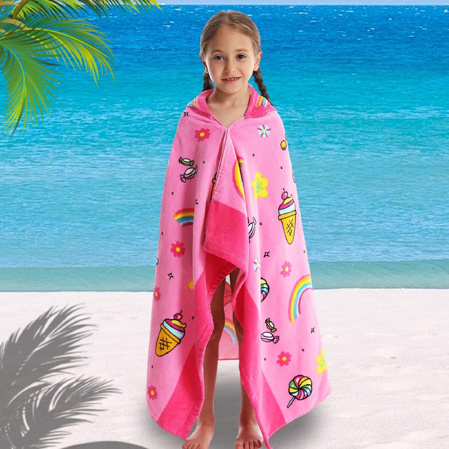 Kids Bath Towels Cotton Ultra Absorbent Poolswim Full Animal Cartoon 100