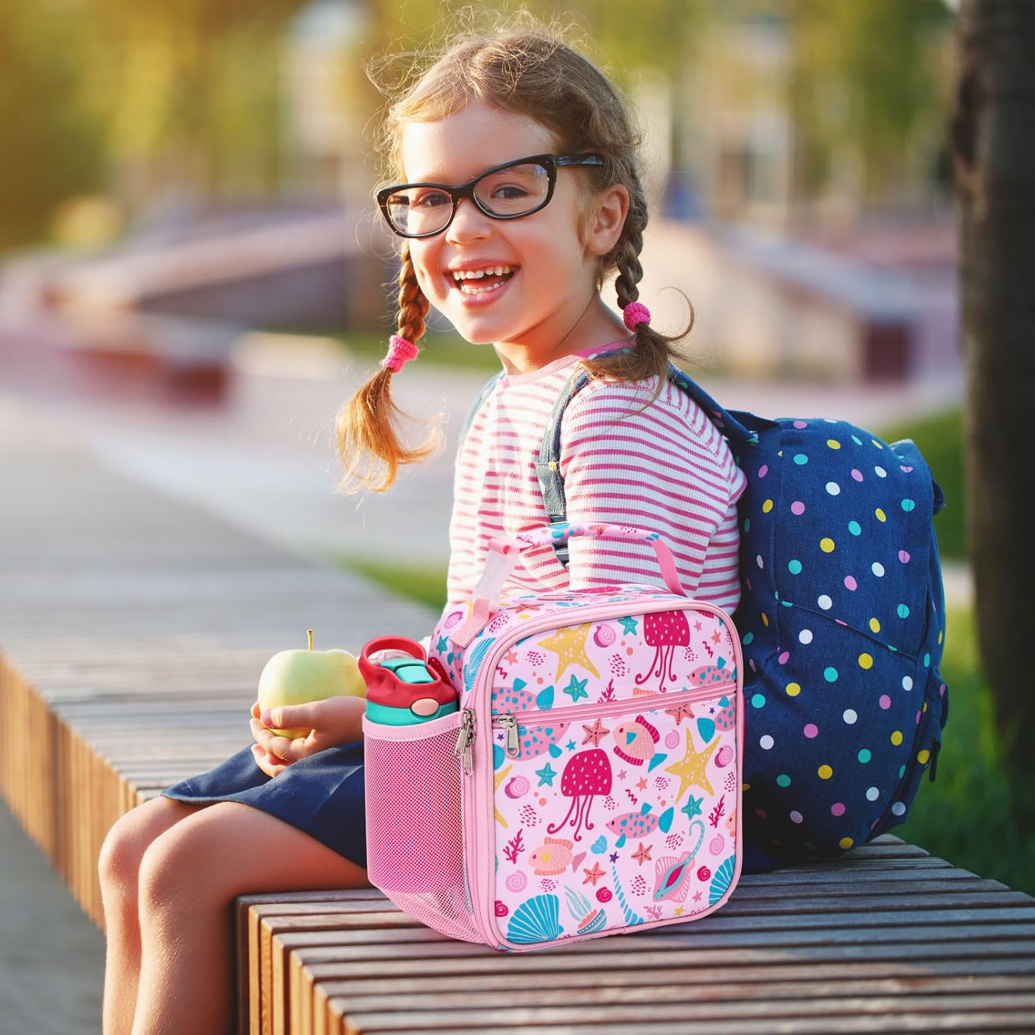 Bagseri Lunch Bag for Kids - Pink Marine Animals