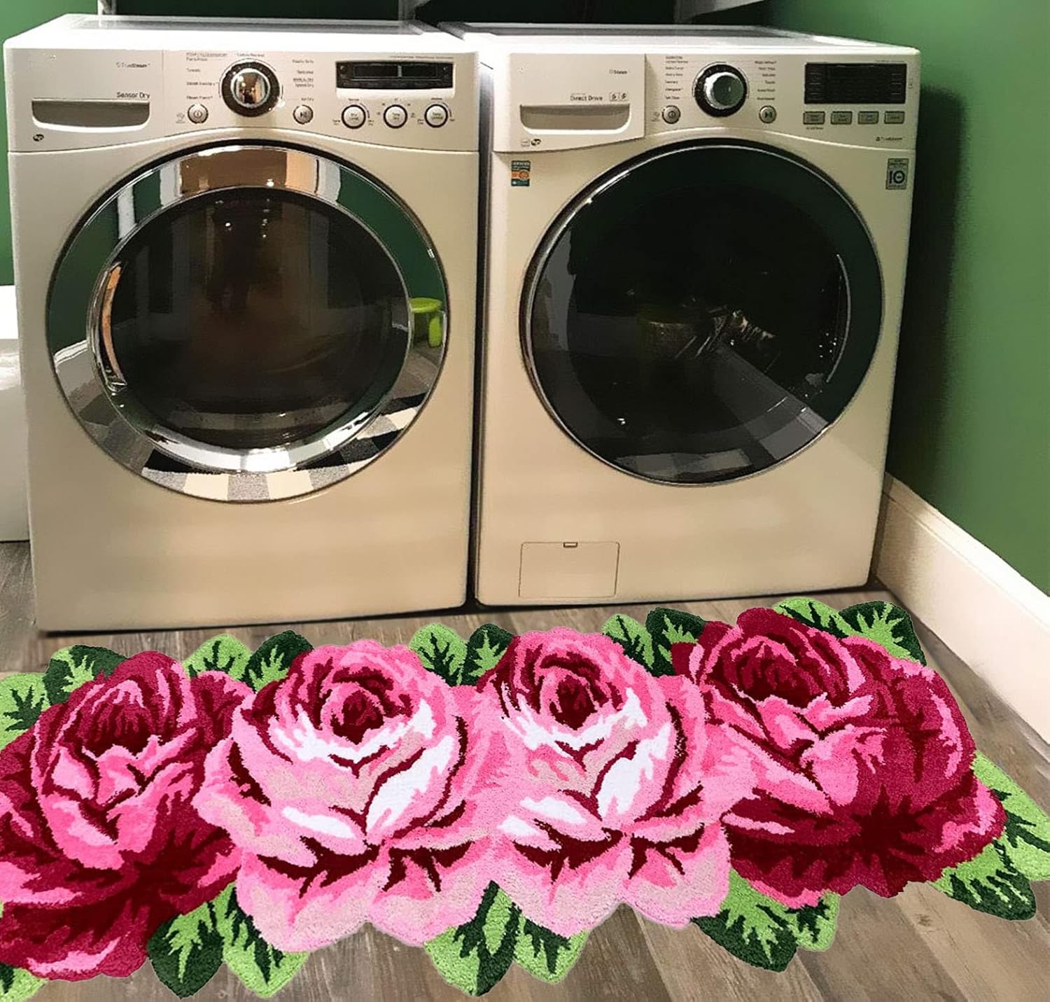 UKELER 65x236 inch Kitchen Runner Pink Rose Non-Slip Soft for Home