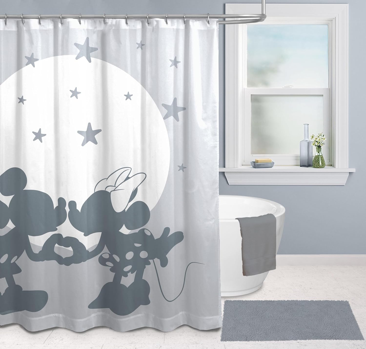 Jay Franco Disney Mickey Mouse and Minnie Shower Curtain - 70x72 Inch