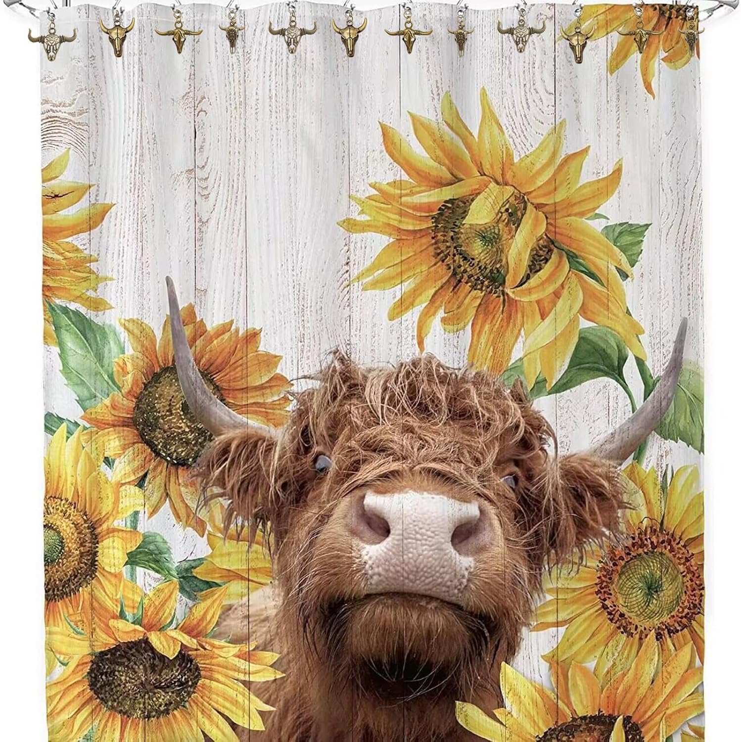 Daxingbu Highland Cow Shower Curtain Hooks Set