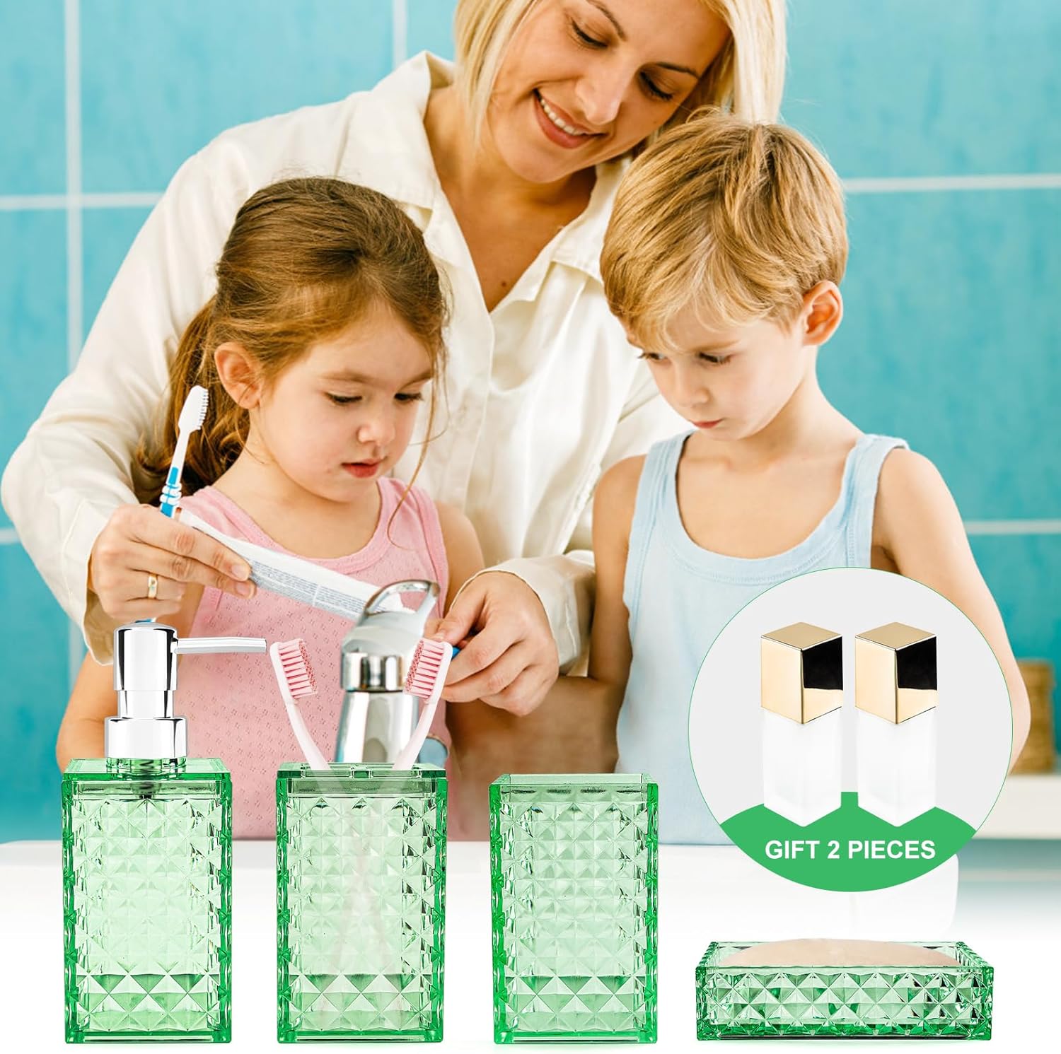 Complete 6-Piece Bathroom Accessory Set with Boho Design