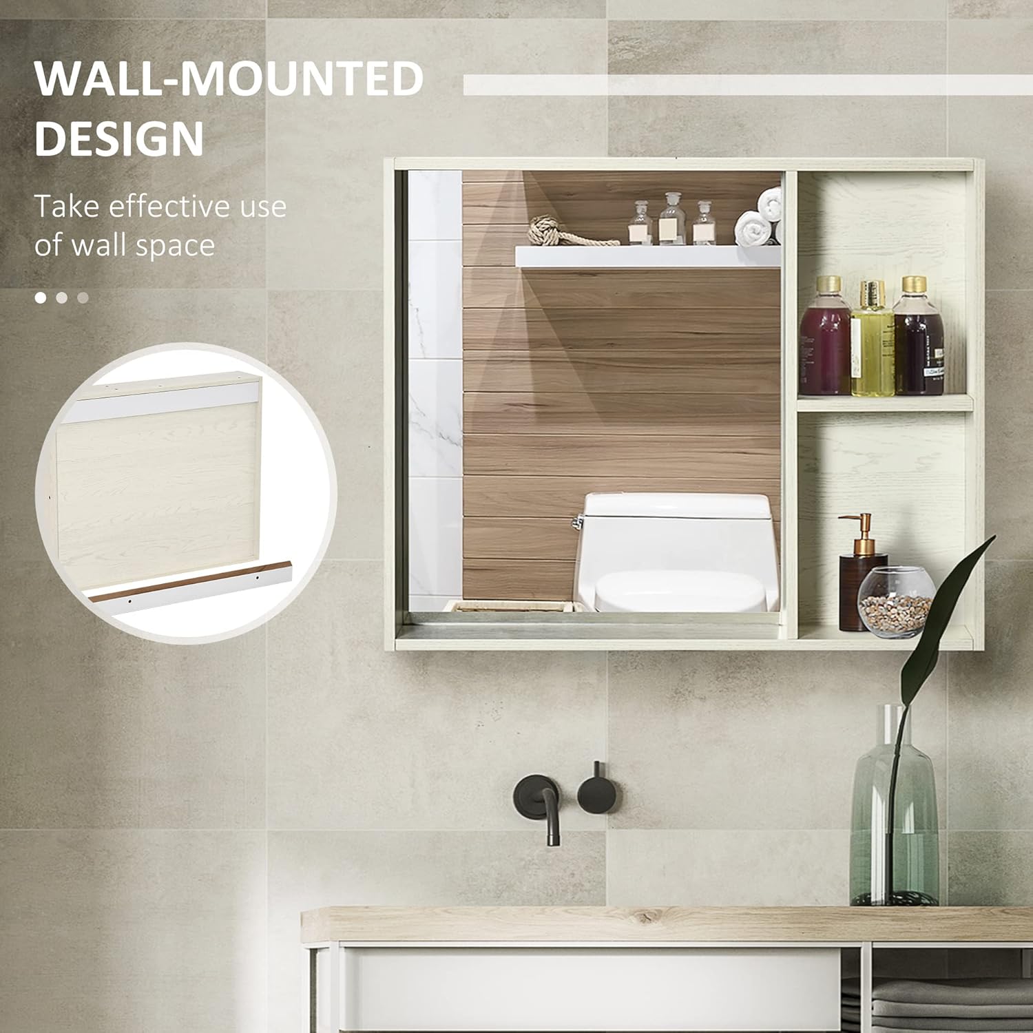 Kleankin 315 x 255 Inch Bathroom Medicine Cabinet with Mirror