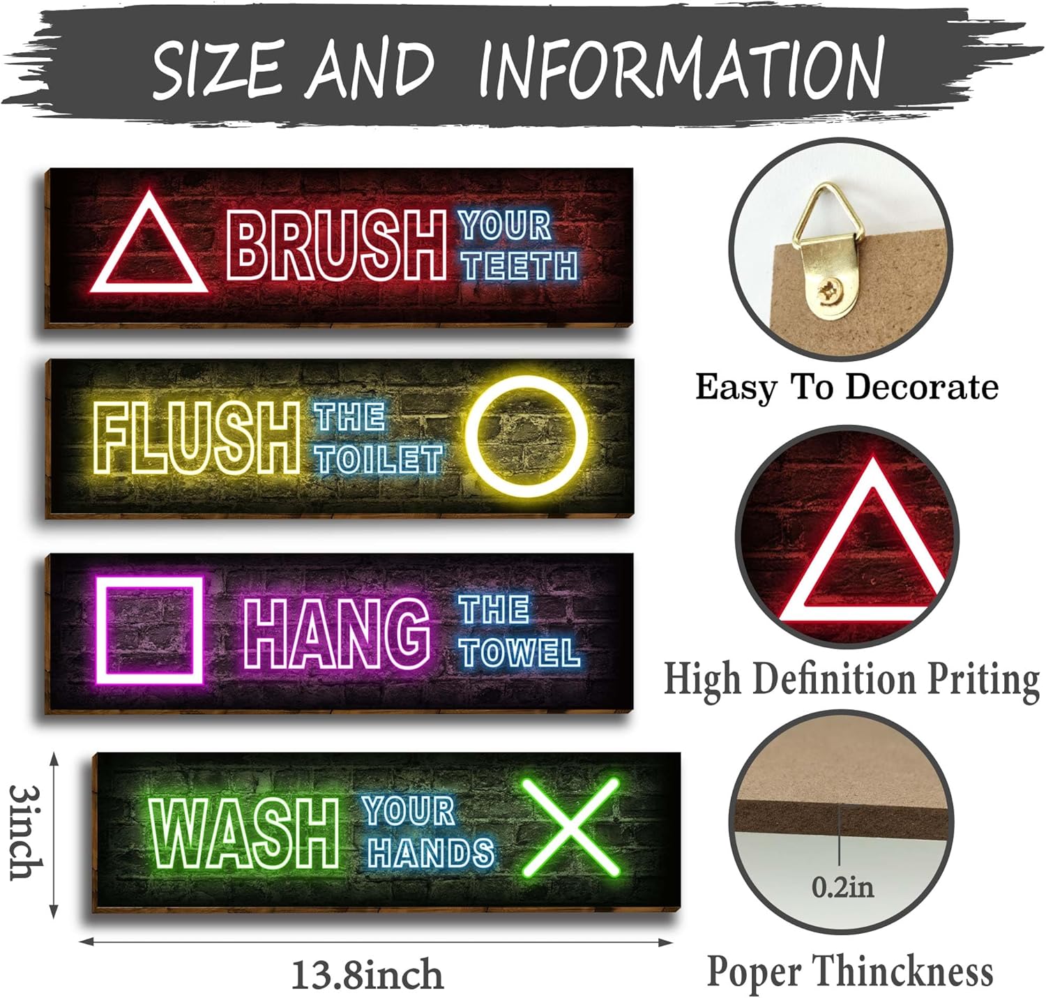 Playful Game Signs for Boys Bathroom