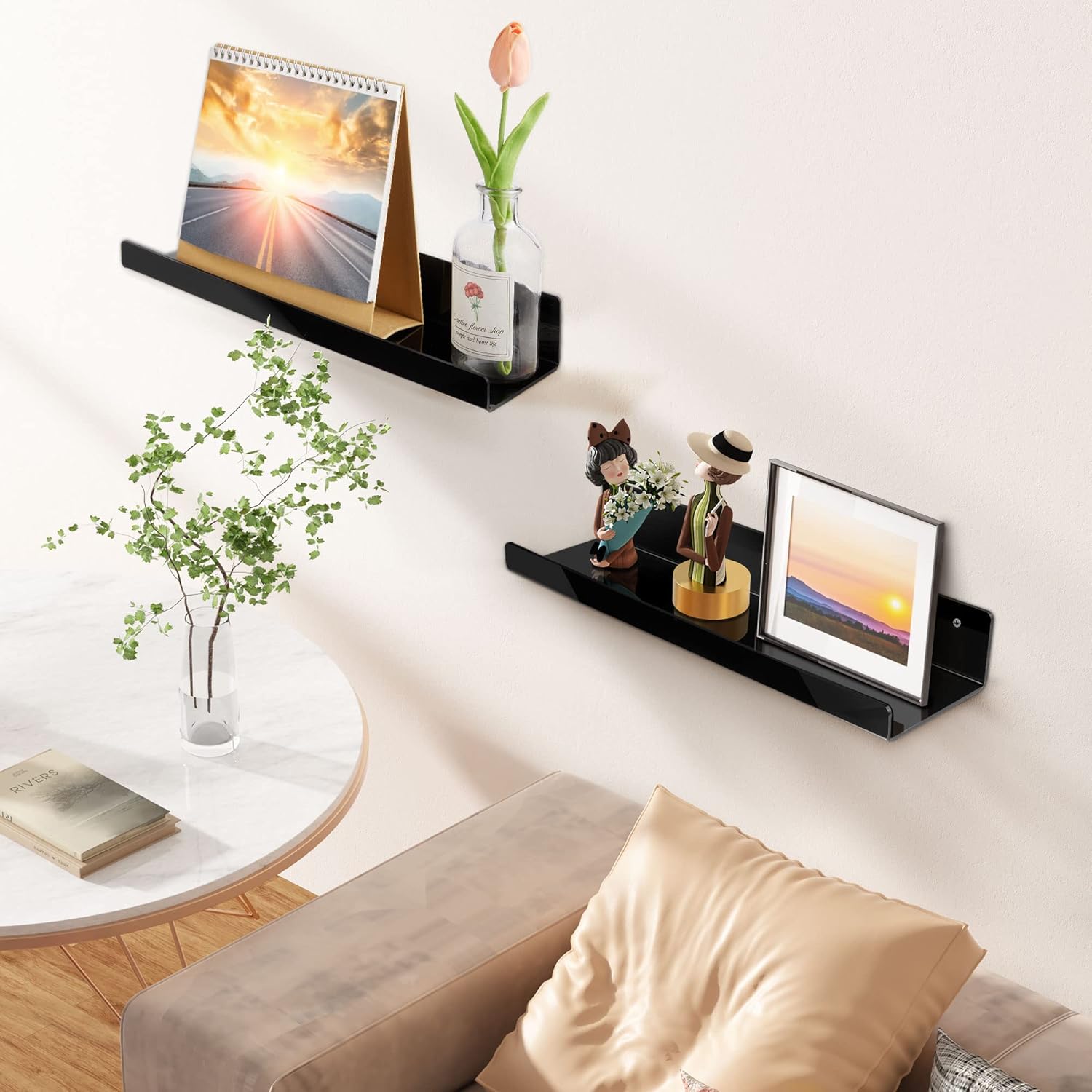 Space-Saving Black Acrylic Shelves for Kids Adults