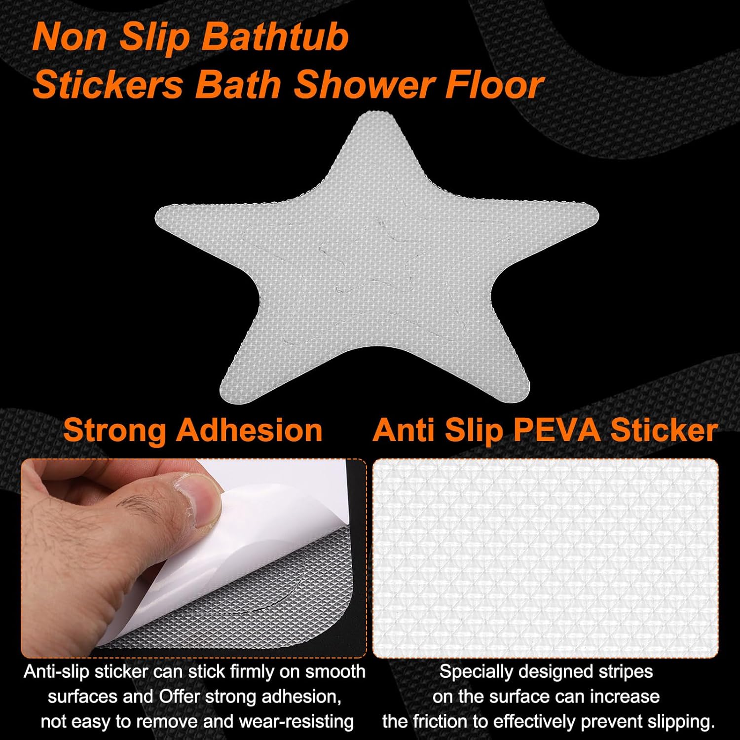 24pcs Anti-Slip Bathtub Stickers - Non-SlipTransparent Star Style