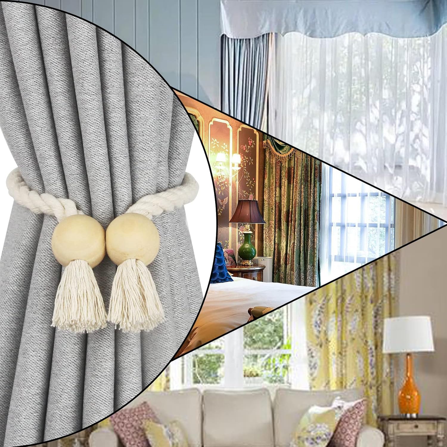 Magnetic Curtain Tiebacks - Durable and Soft for Curtuems Drapery