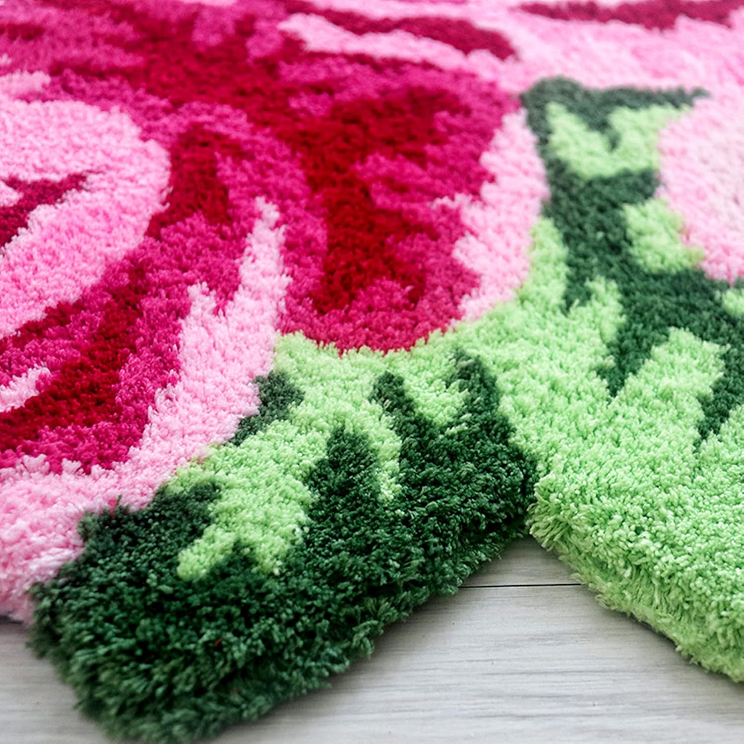 UKELER 65x236 inch Kitchen Runner Pink Rose Non-Slip Soft for Home