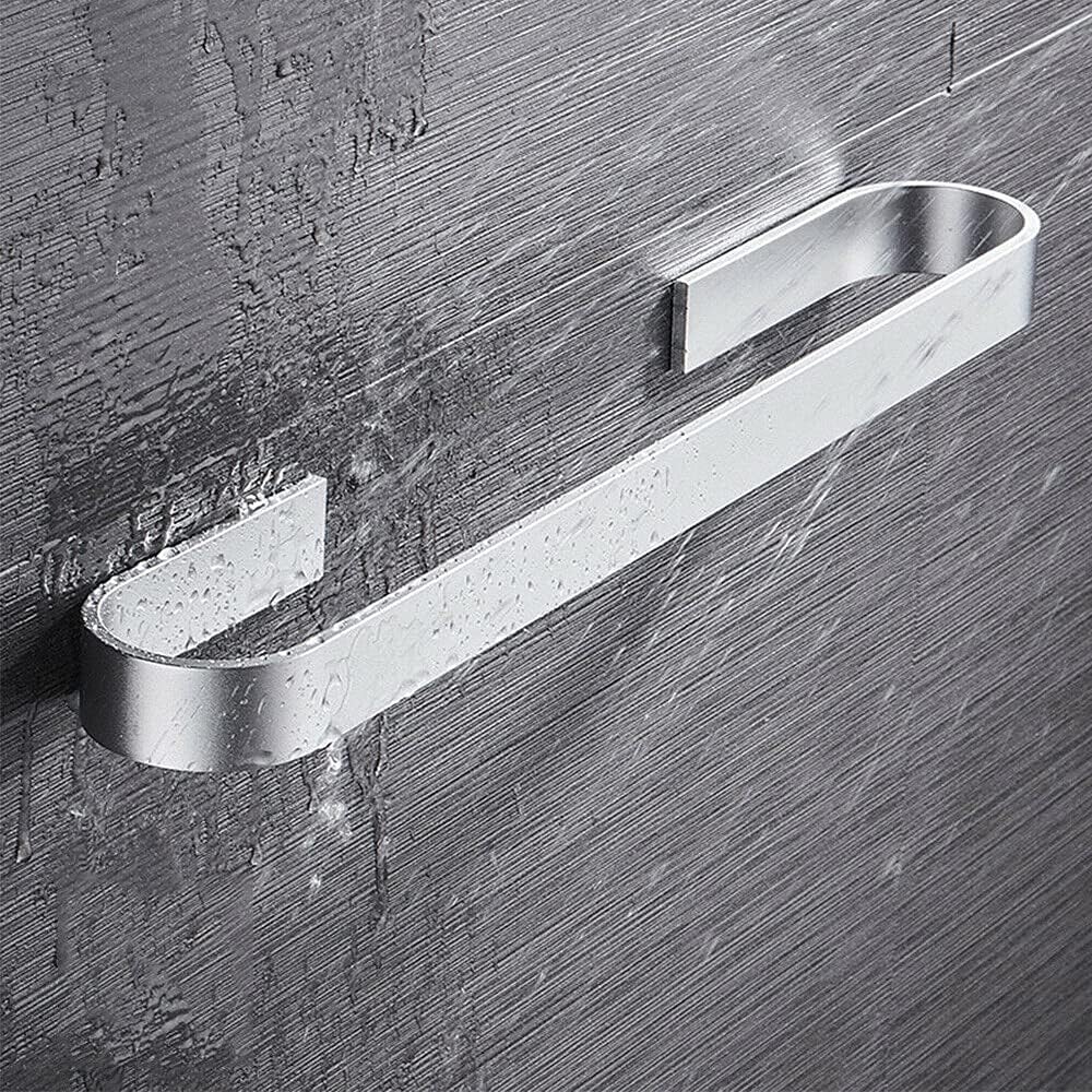 Sturdy Wall-Mounted Towel Rail BlackSilver for Bathroom Storage