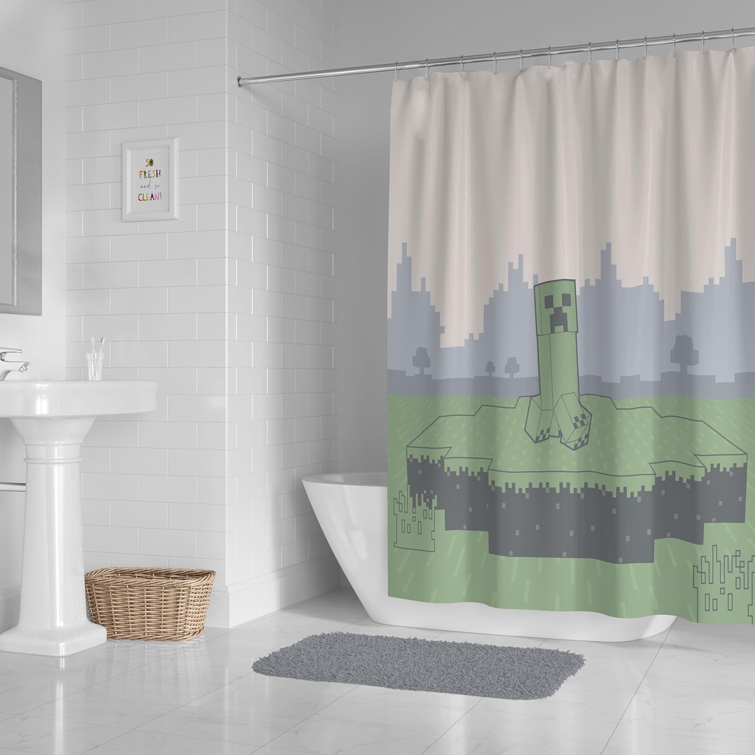 Jay Franco Minecraft Creeper Shower Curtain - 70x72 Inch
