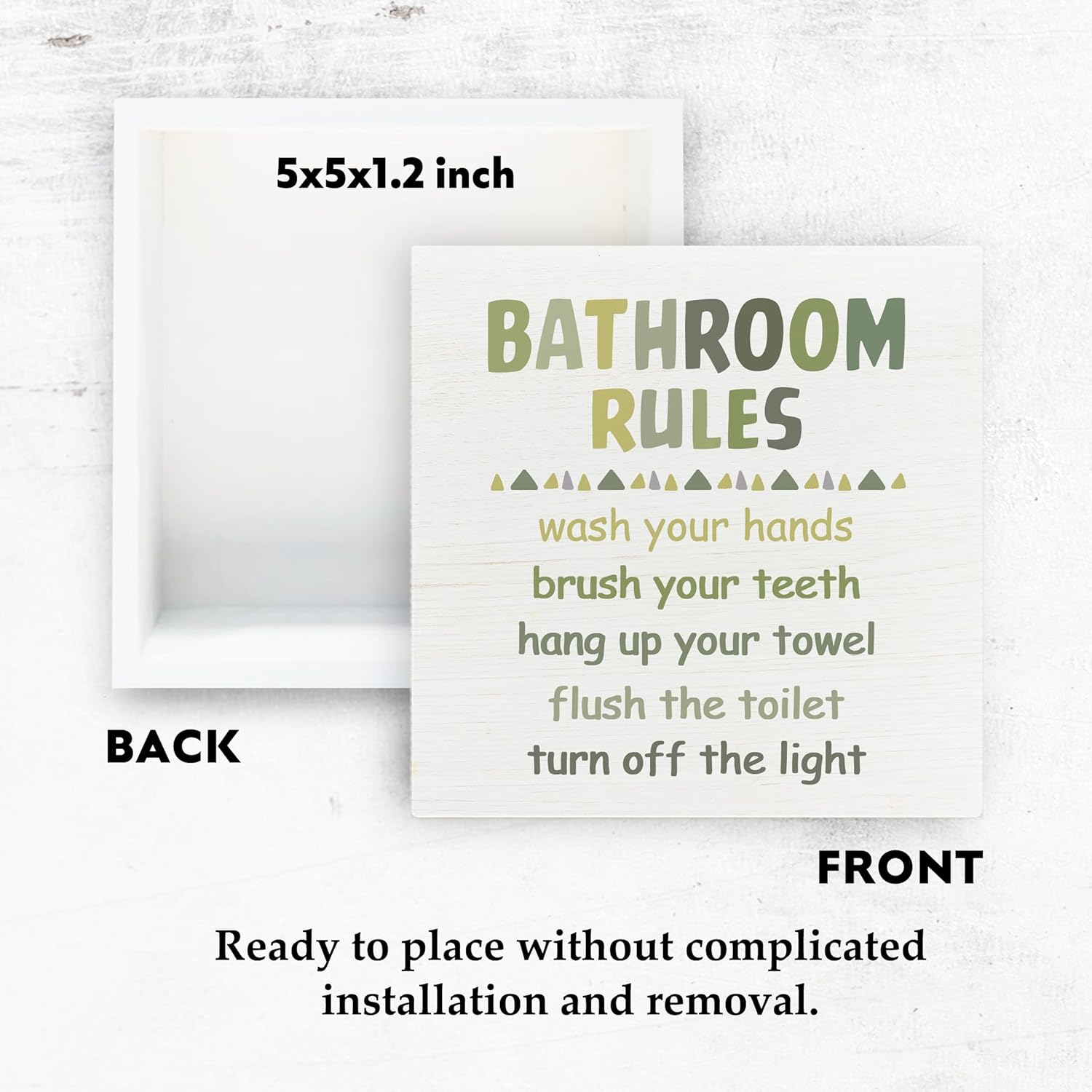 Kids Bathroom Wooden Box Sign 5x5 Green