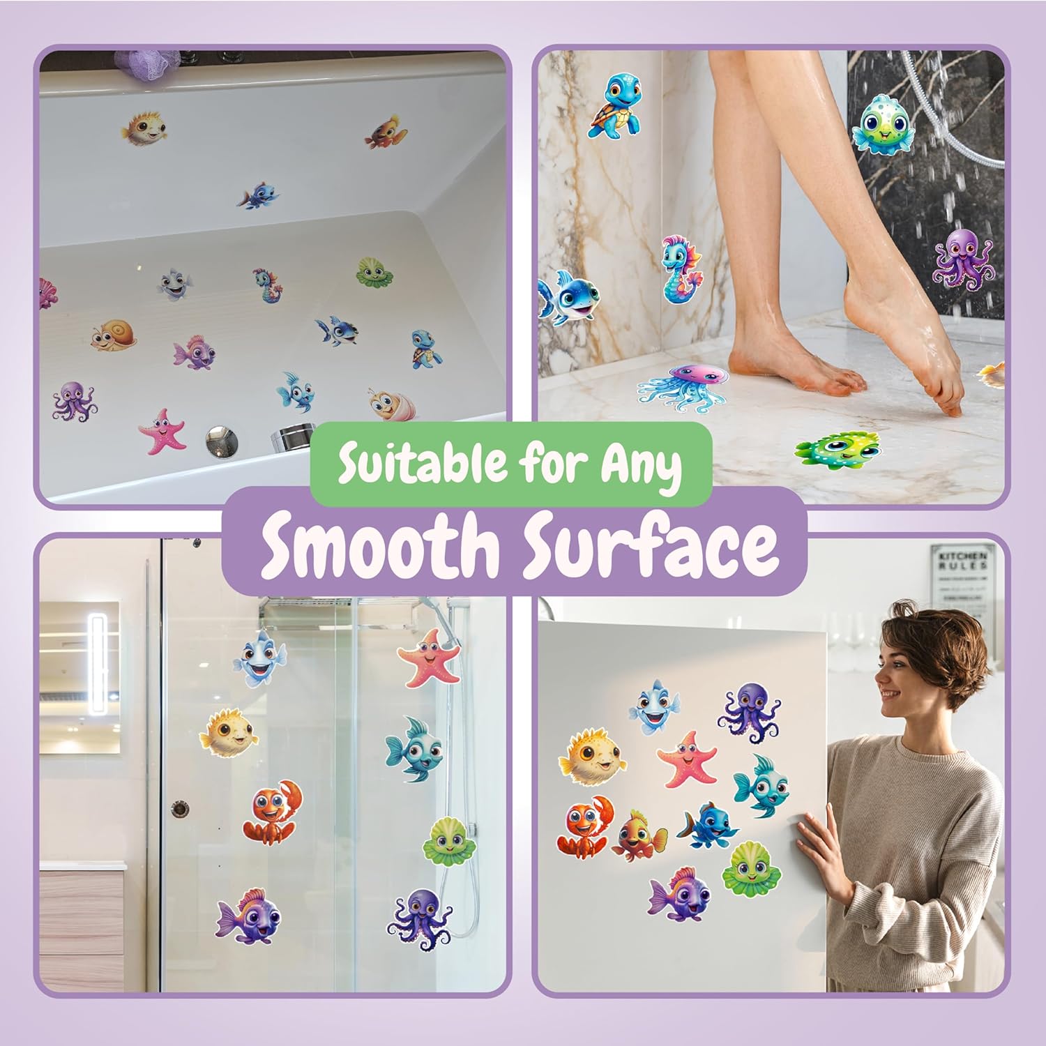 TEKWAVE Non-Slip Bathtub Stickers - Safe for Kids Perfect for Bathtime