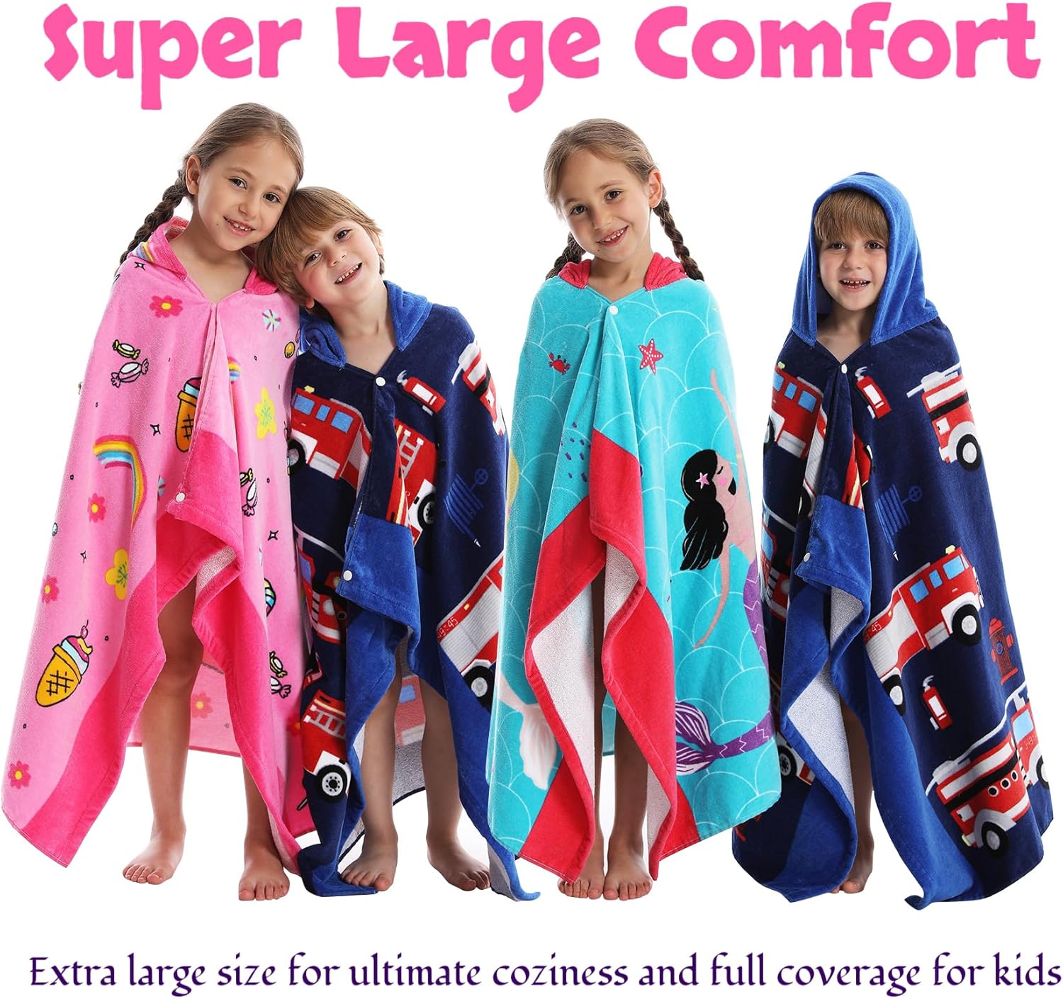 Kids Bath Towels Cotton Ultra Absorbent Poolswim Full Animal Cartoon 100