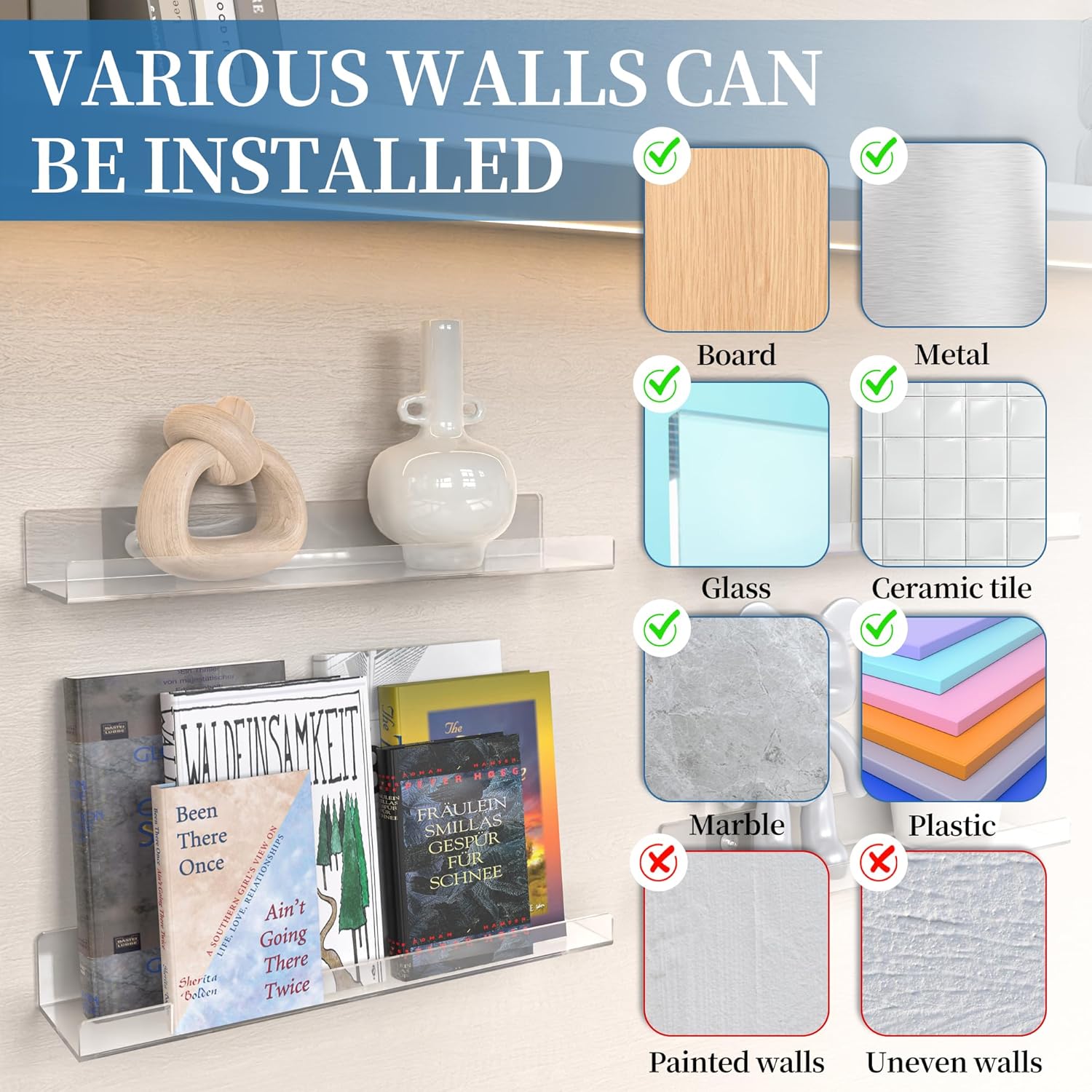 Space-Saving 6-Pack Acrylic Shelves for Your Home