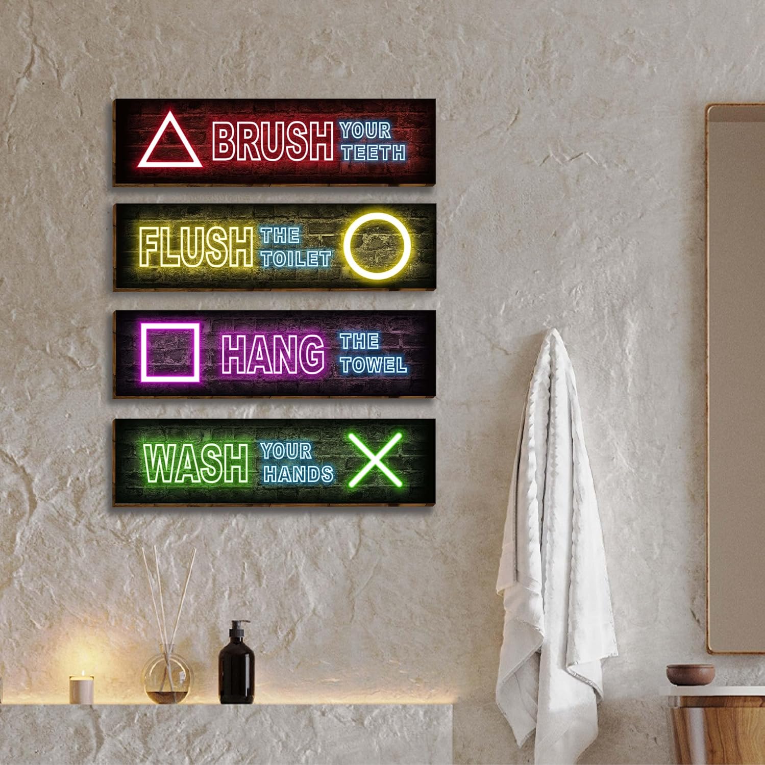 Playful Game Signs for Boys Bathroom