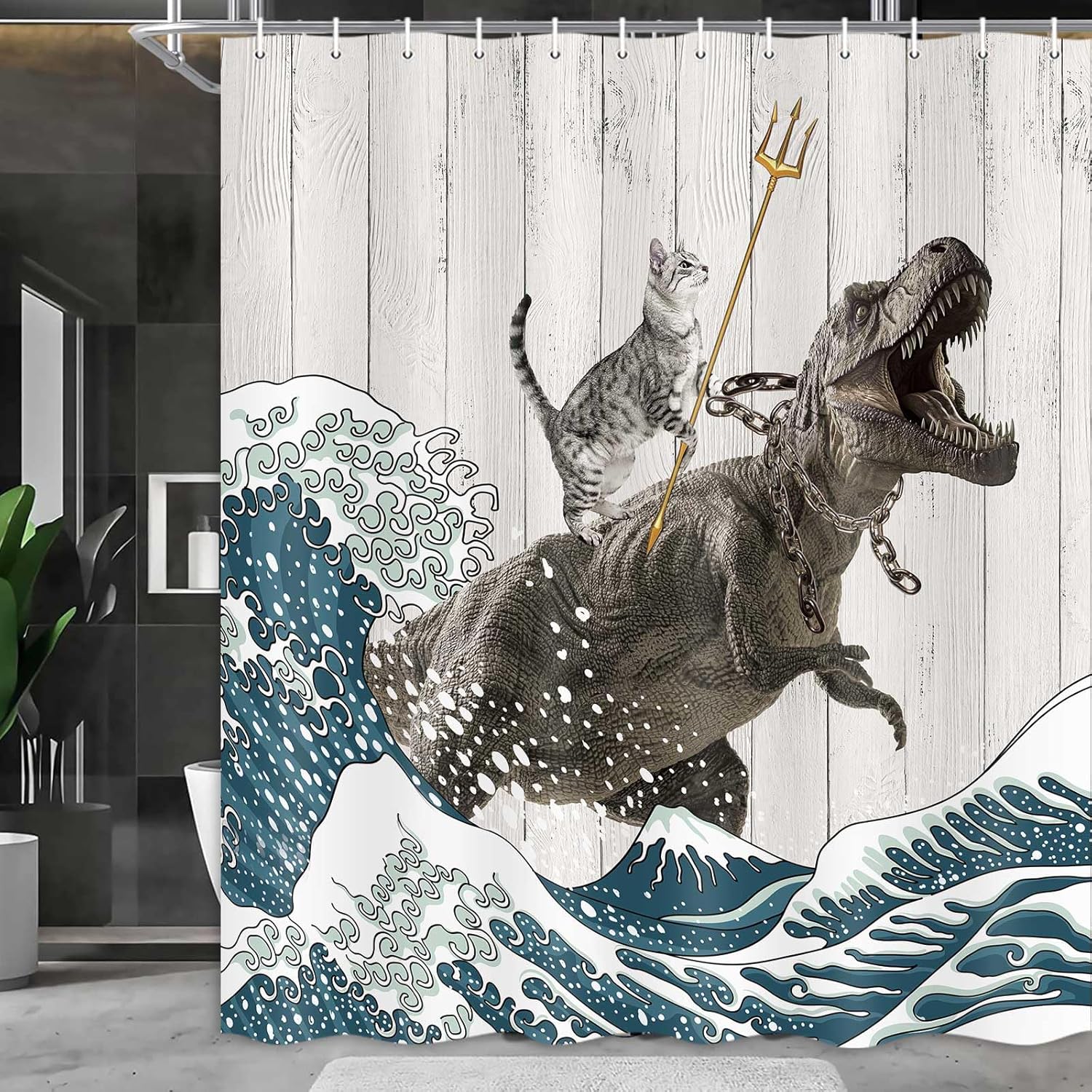 Boziqr Playful Cat Shower Curtain