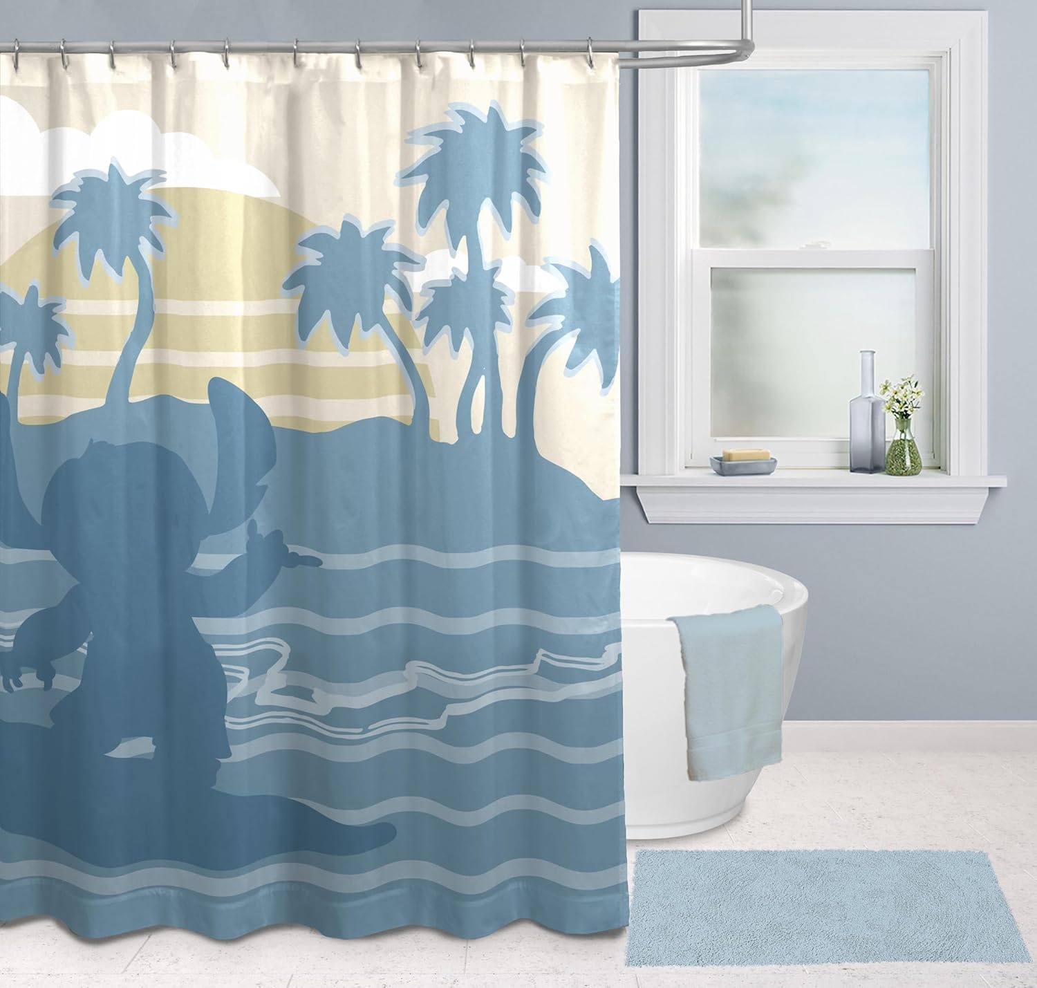 Jay Franco Disney Lilo Stitch Lined Shower Curtain - 70x72 inch Soft Durable