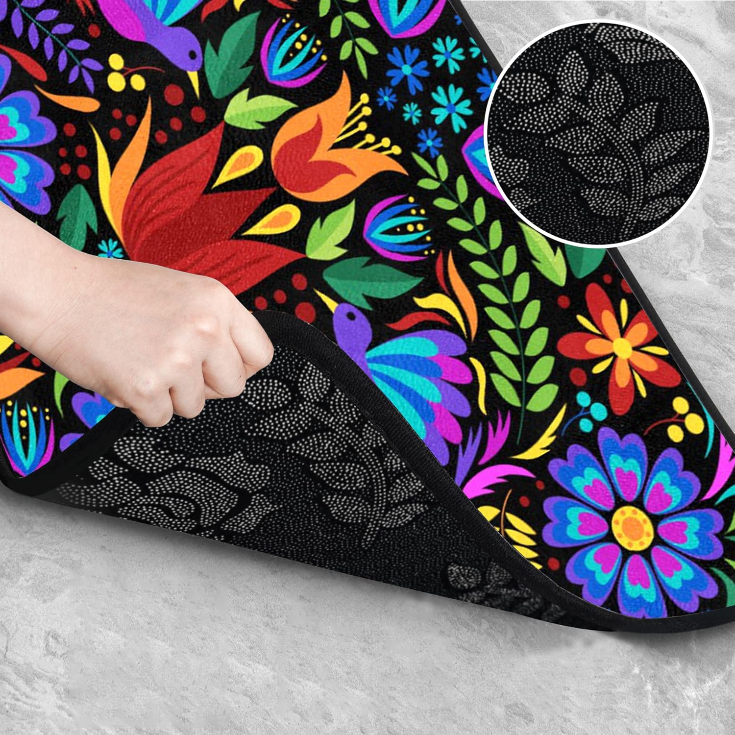 Elegant Floral Mexican Birds Kitchen Rugs