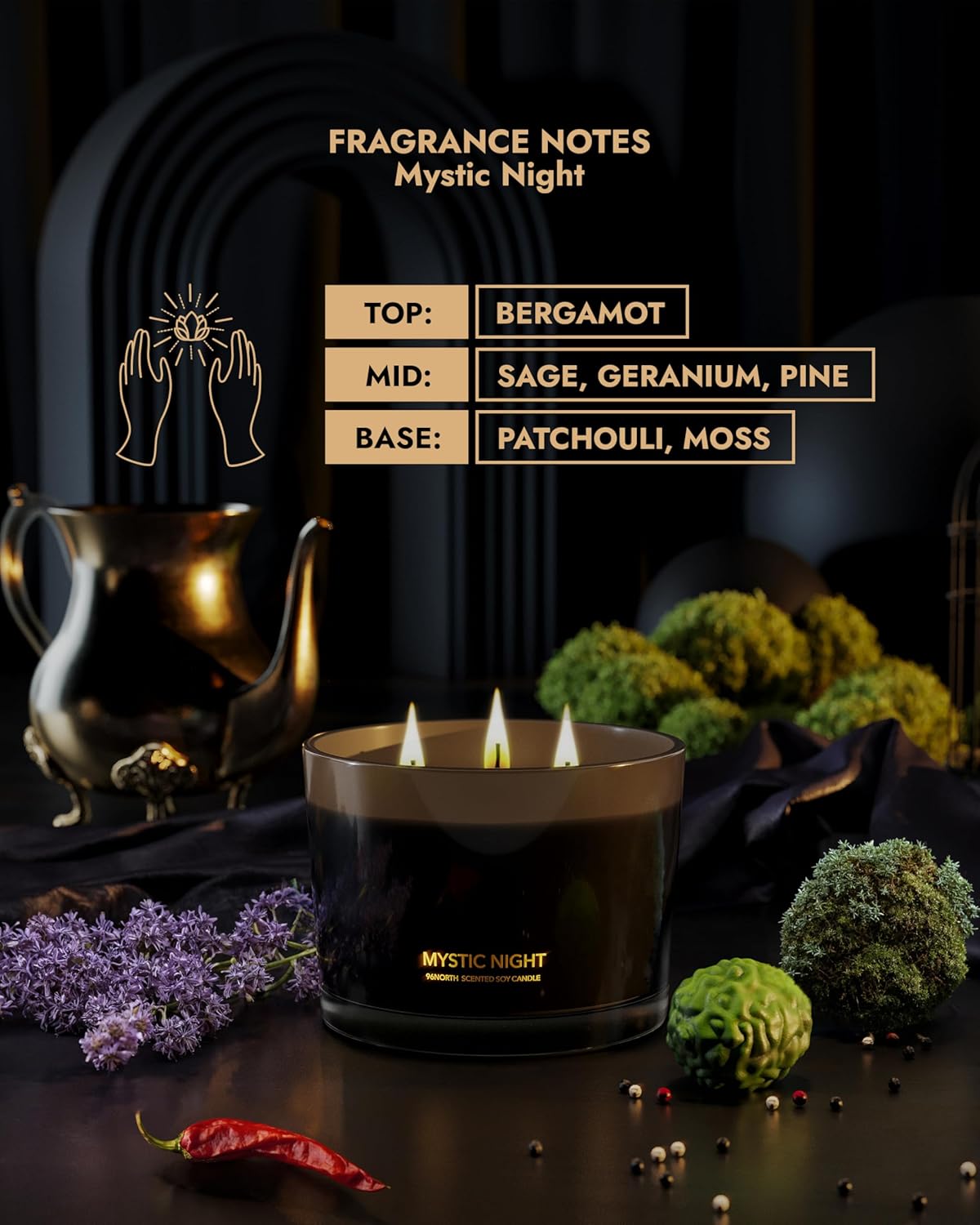 96NORTH Luxury Black Candle - Premium Fragrance with Long Burning Time