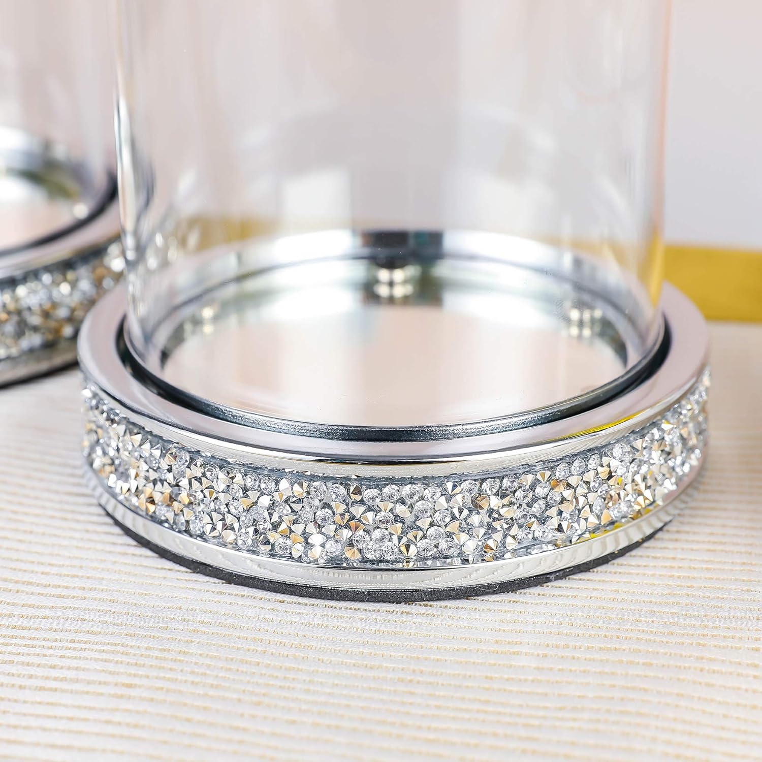 Silver Pillar Candle Holder Set of 2 Silver