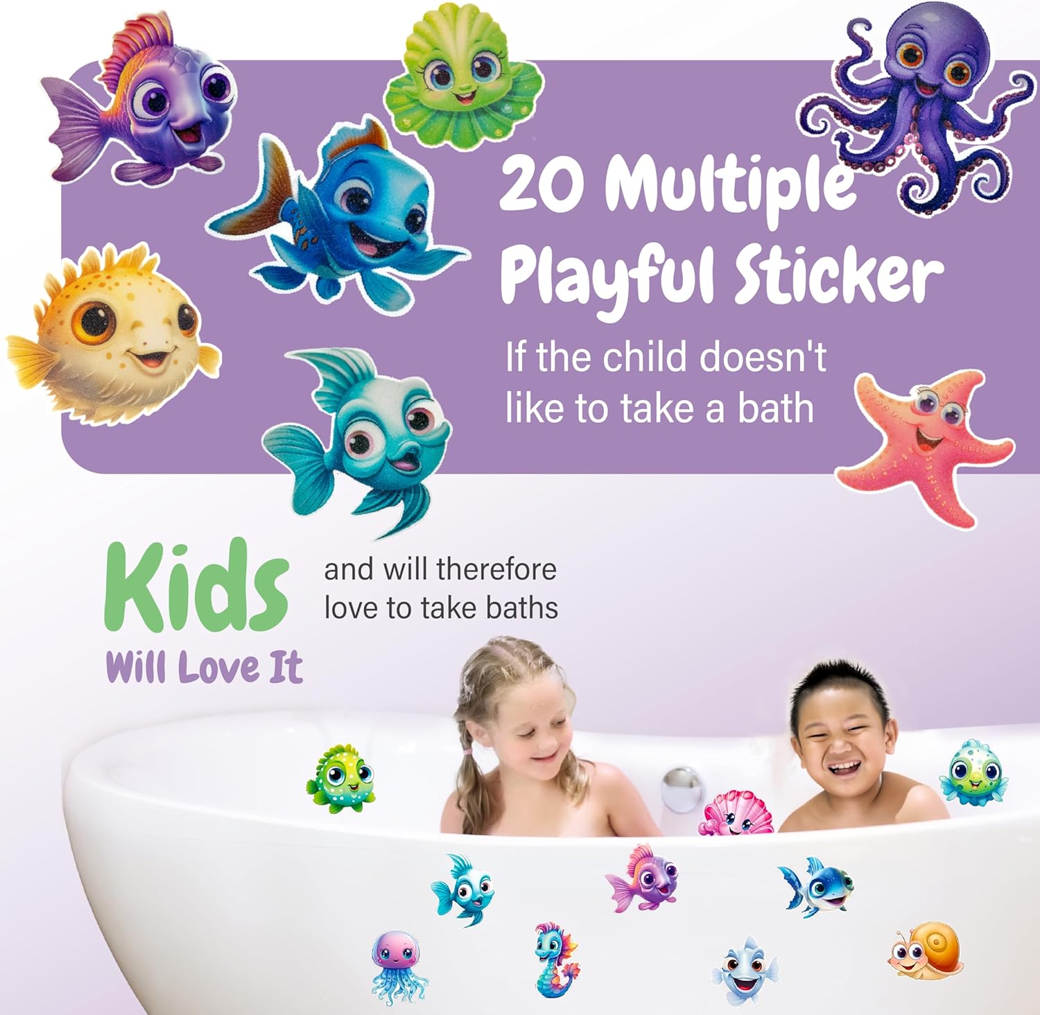 TEKWAVE Non-Slip Bathtub Stickers - Safe for Kids Perfect for Bathtime