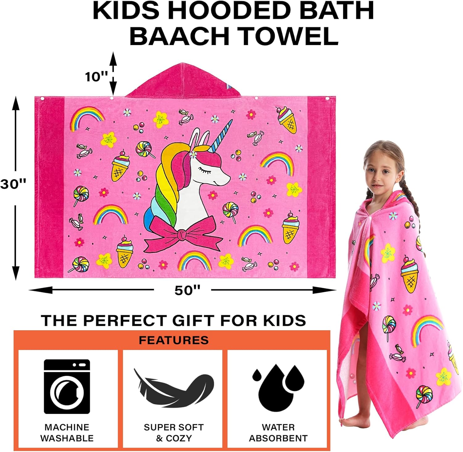 Kids Bath Towels Cotton Ultra Absorbent Poolswim Full Animal Cartoon 100
