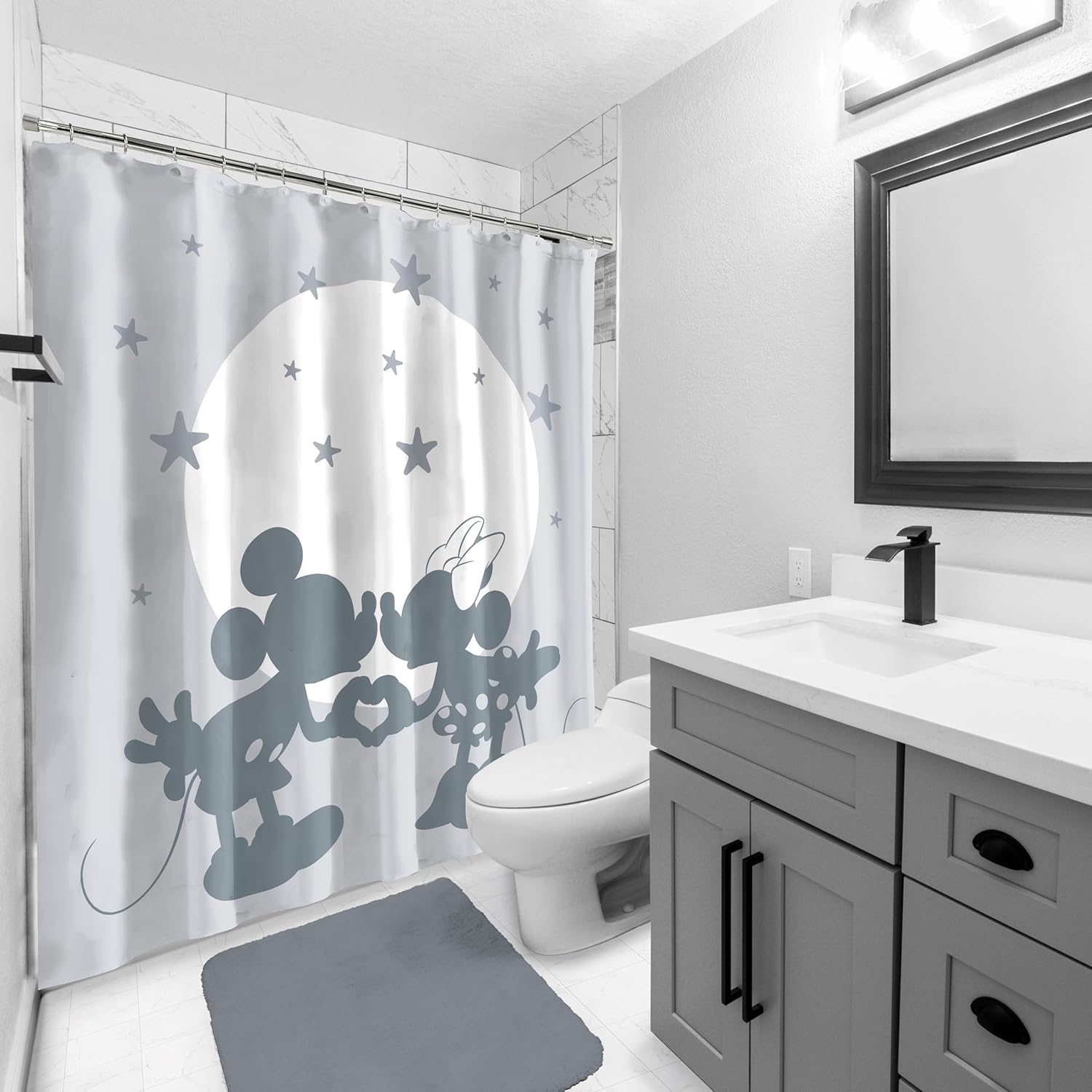 Jay Franco Disney Mickey Mouse and Minnie Shower Curtain - 70x72 Inch