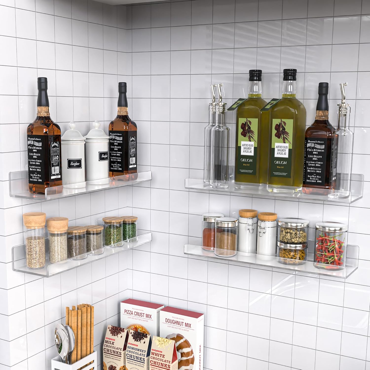 Space-Saving 6-Pack Acrylic Shelves for Your Home