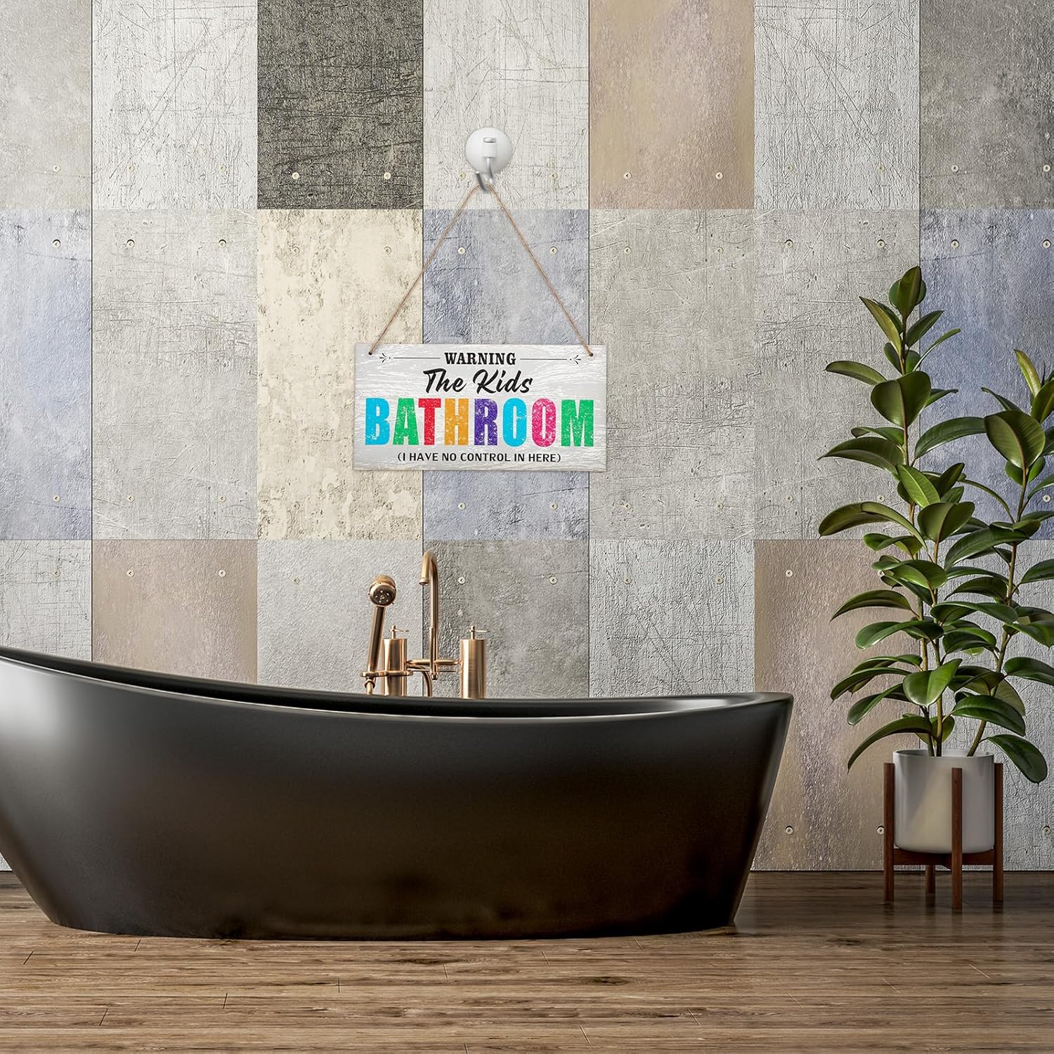 Kids Bathroom Wood Sign Funny Kids Bathroom Warning Decor