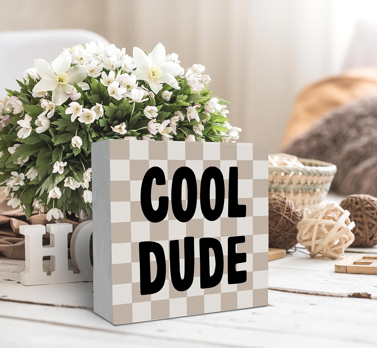 Think Boho with This preppy Wood Sign