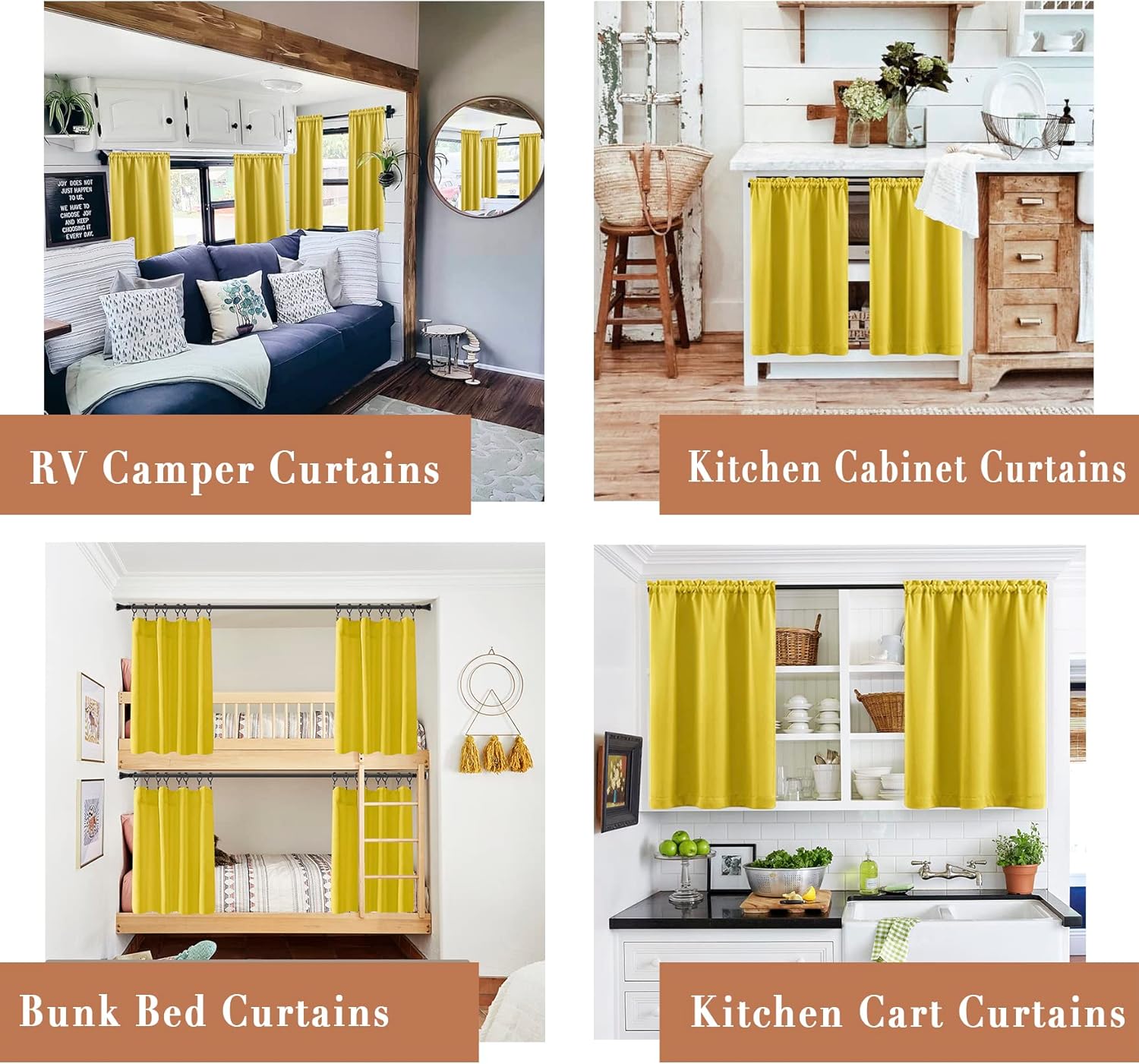 Mustard Yellow Window Curtains for Bedroom Kids