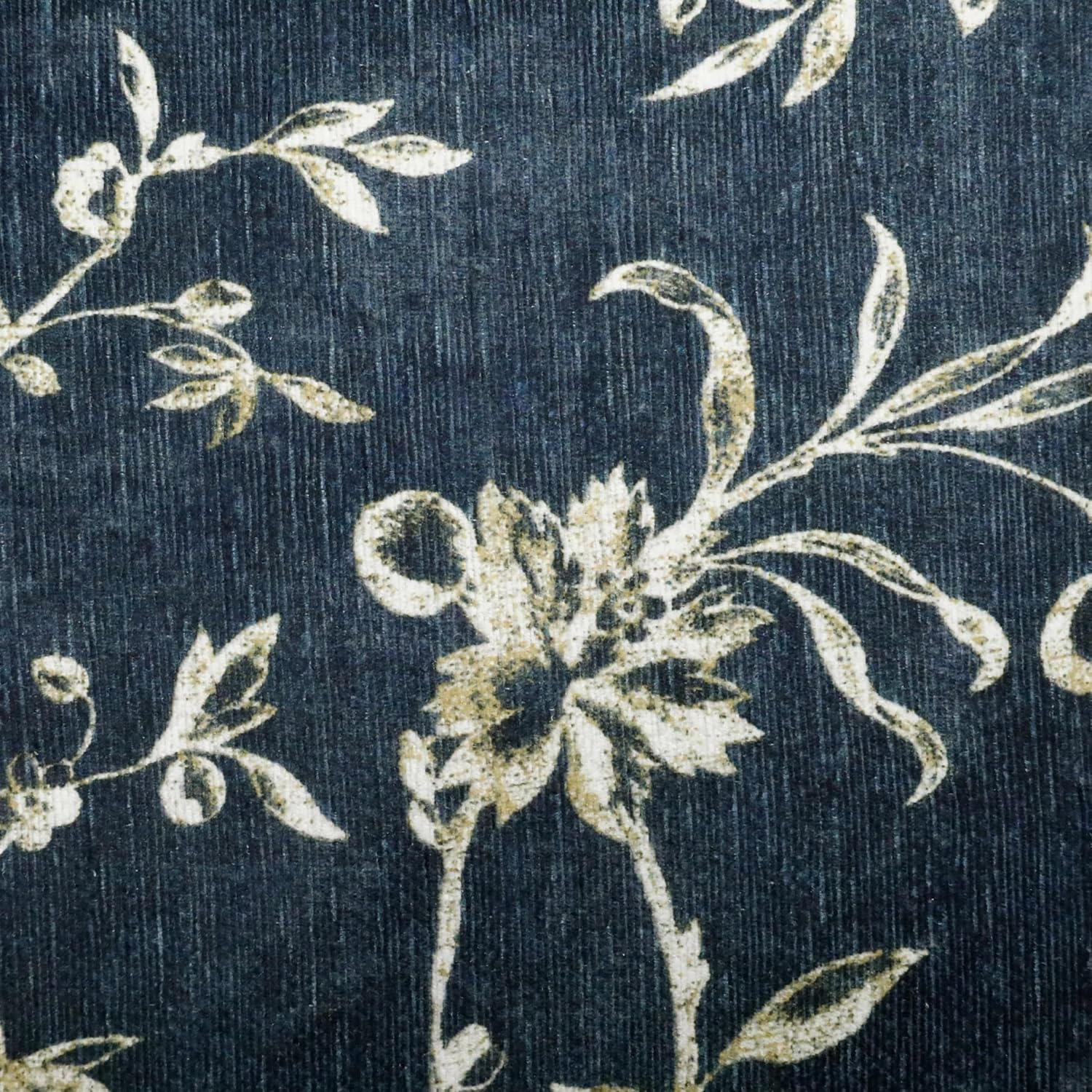 Laura Ashley Dark Navy Aria Floral Border 2-Piece Rug Set