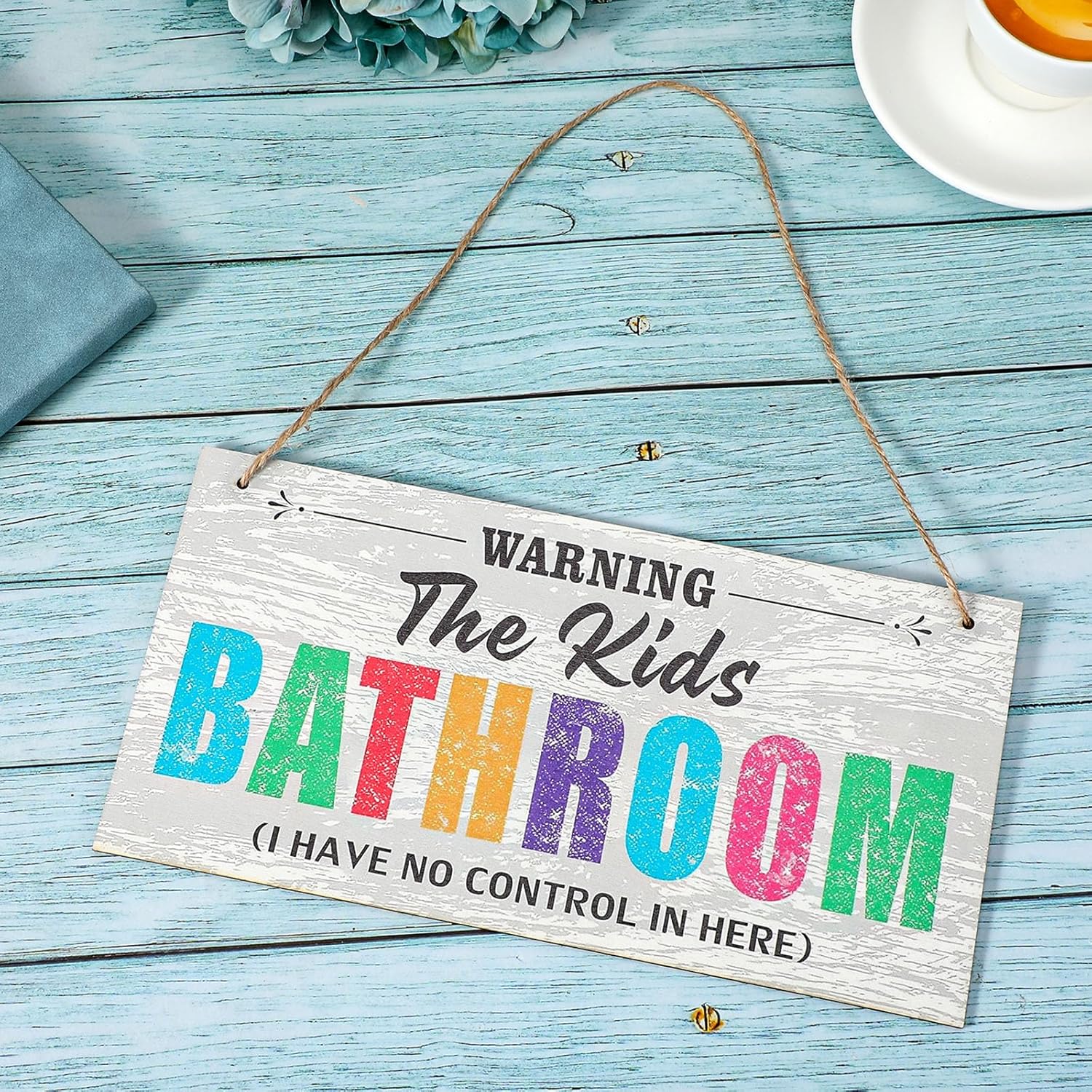 Kids Bathroom Wood Sign Funny Kids Bathroom Warning Decor