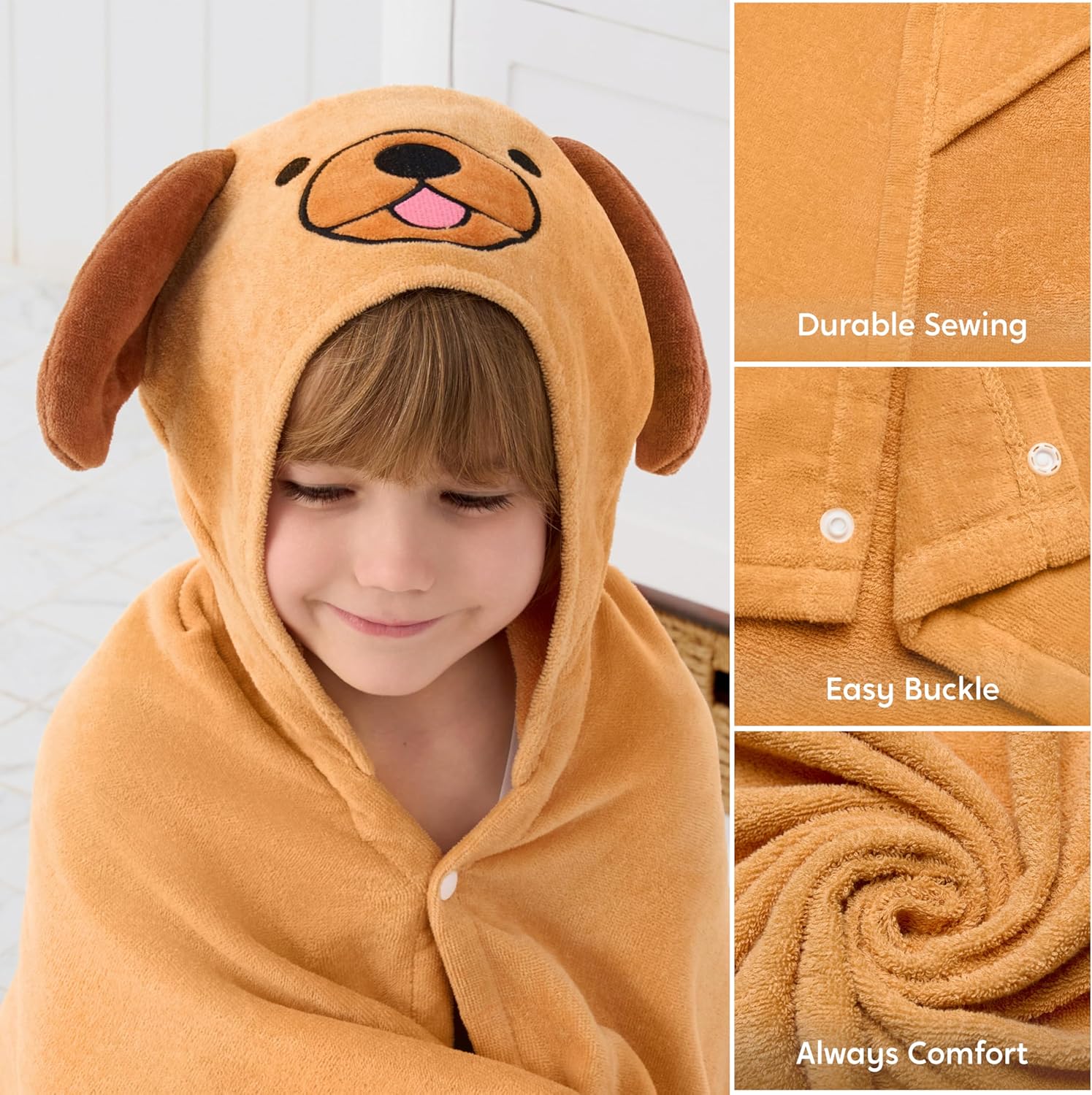Joiedomi Hooded Towel for Kids 30x50 Brown