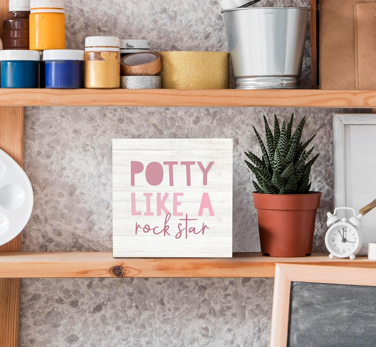 Happy Kids Bathroom Quote Wood Rock Star Box