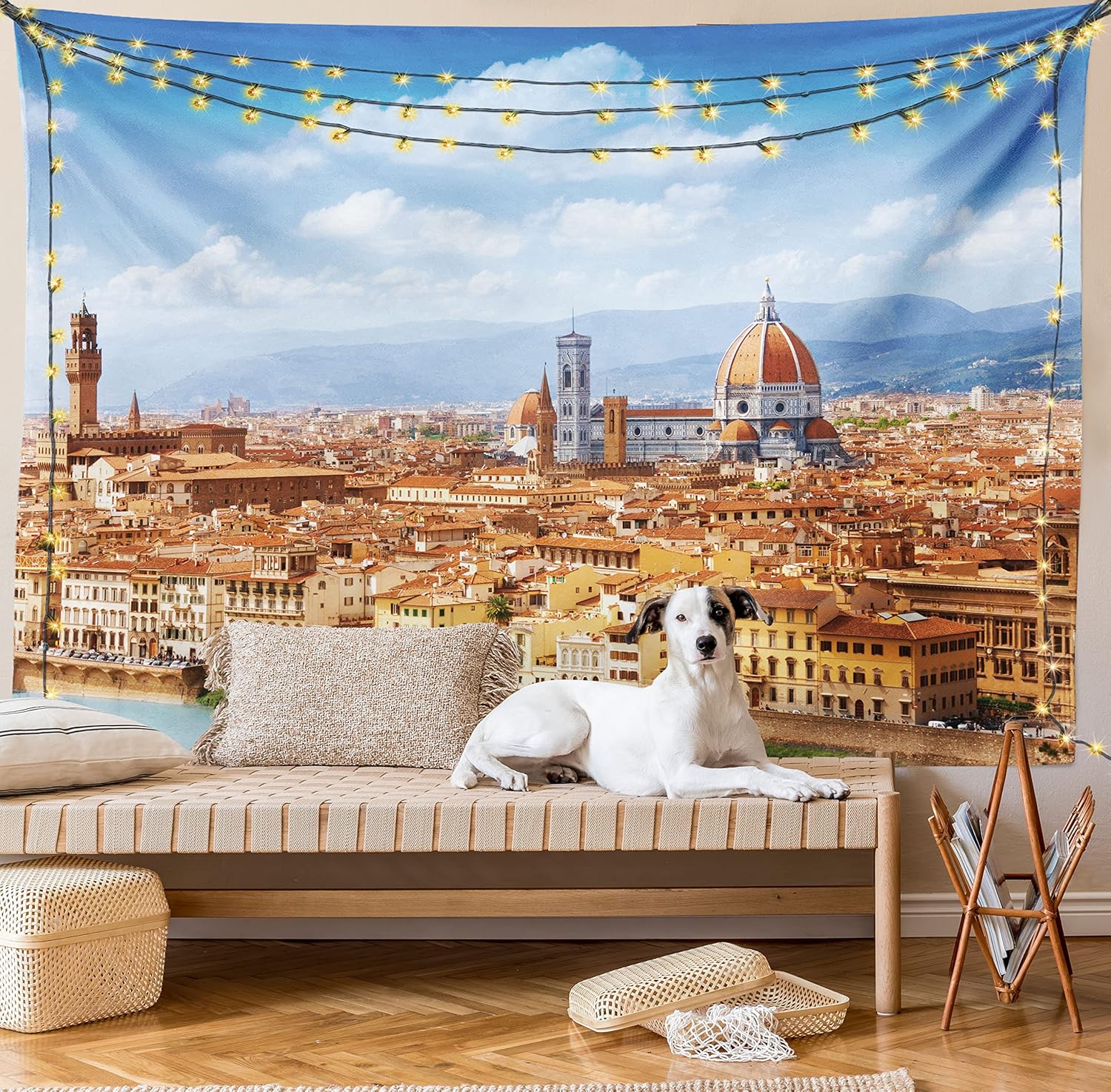 Ambesonne Cityscape Tapestry - 60x40 Brown Blue Wall Hanging